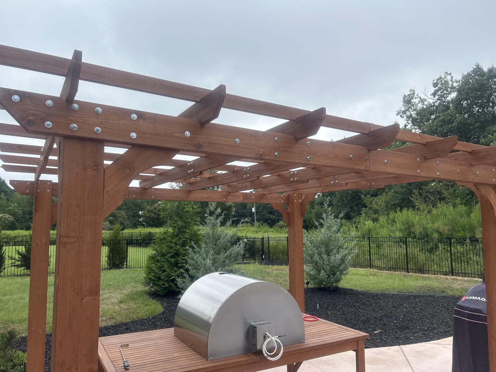 MUPATER 10x12 FT All Cedar Wooden Pergola, Kit with Stakes, Quality Supported Structure, Snow and Wind Supported,Outdoor Pergola with Cedar Framed for Backyard, Deck, Lawn customer photo 2