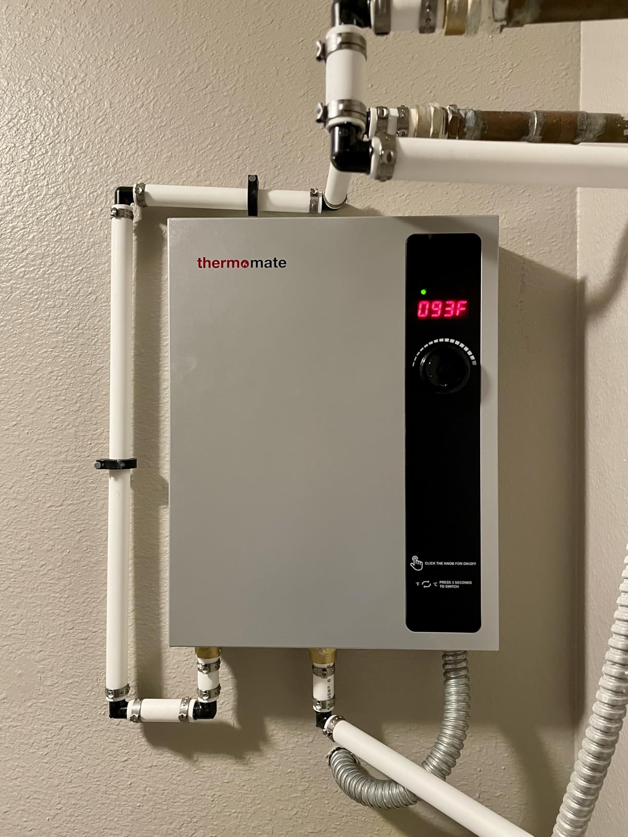 ThermoMate Tankless Water Heater Electric, 11kW 240 Volt On Demand Instant Hot Water Heater for Point of Use, Self-Modulating LED Display Knob Control, ETL Certified, 2.15GPM at 35°F Rise customer photo 2