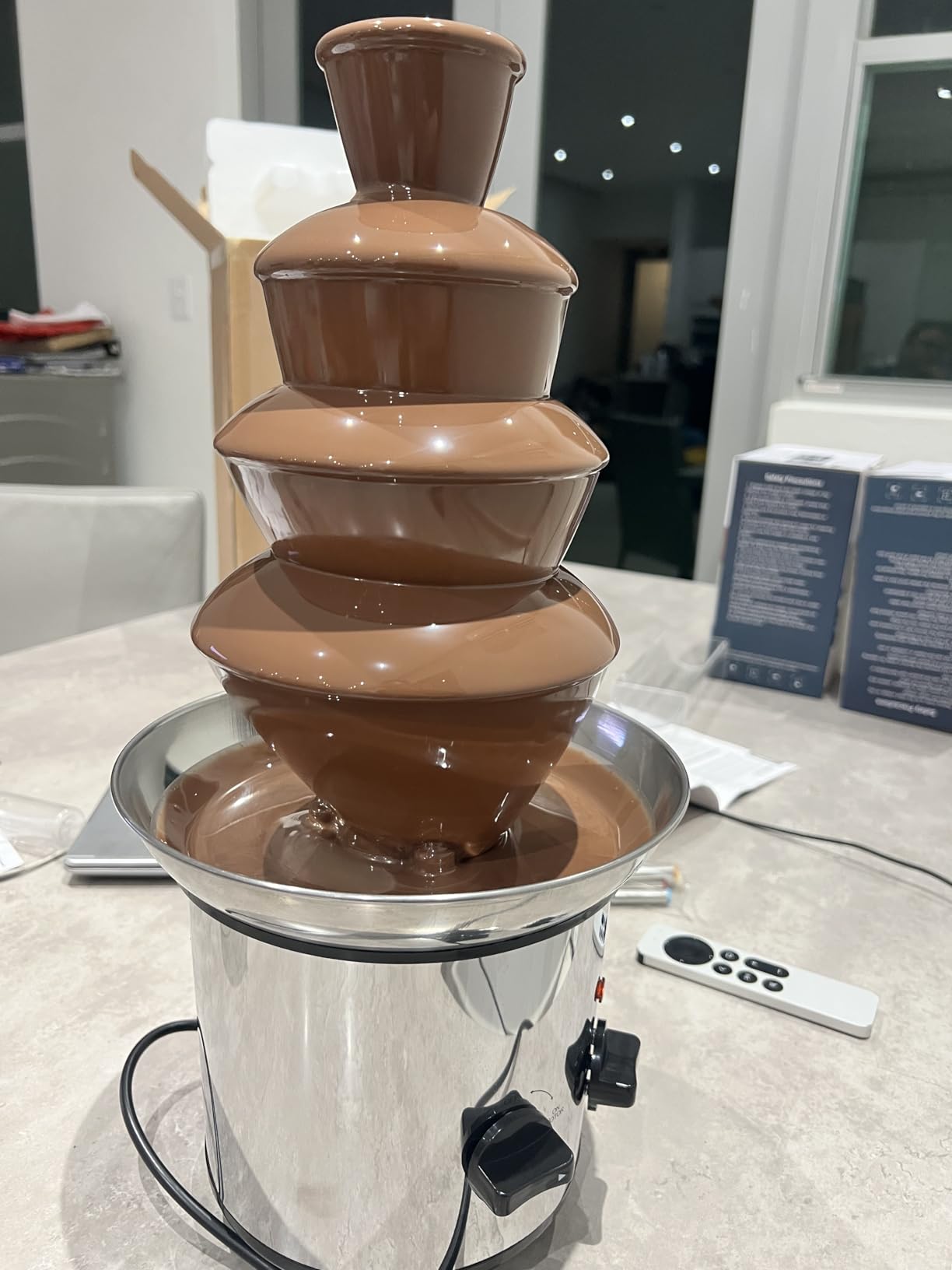 Chocolate Fountain, 4 Tier Chocolate Fondue Fountain Electric Melting Machine for Parties, Nacho Cheese, Ranch, Sauce, Wedding, Chocolate Fountain Machine with 4pcs Stainless Steel Forks(4 LB) customer photo 1