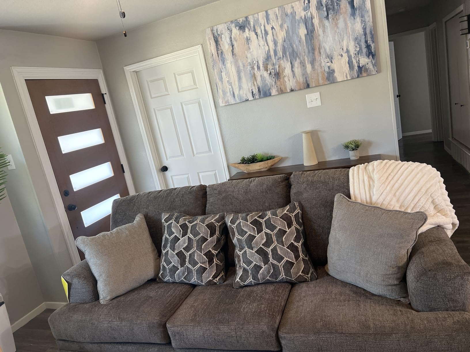 Signature Design by Ashley Queen Pull Out Sofa Bed, Nutmeg | Engineered wood, Wood and metal frame, Ultra-soft chenille fabric, 4-in memory foam mattress, Stonemeade Series customer photo 1
