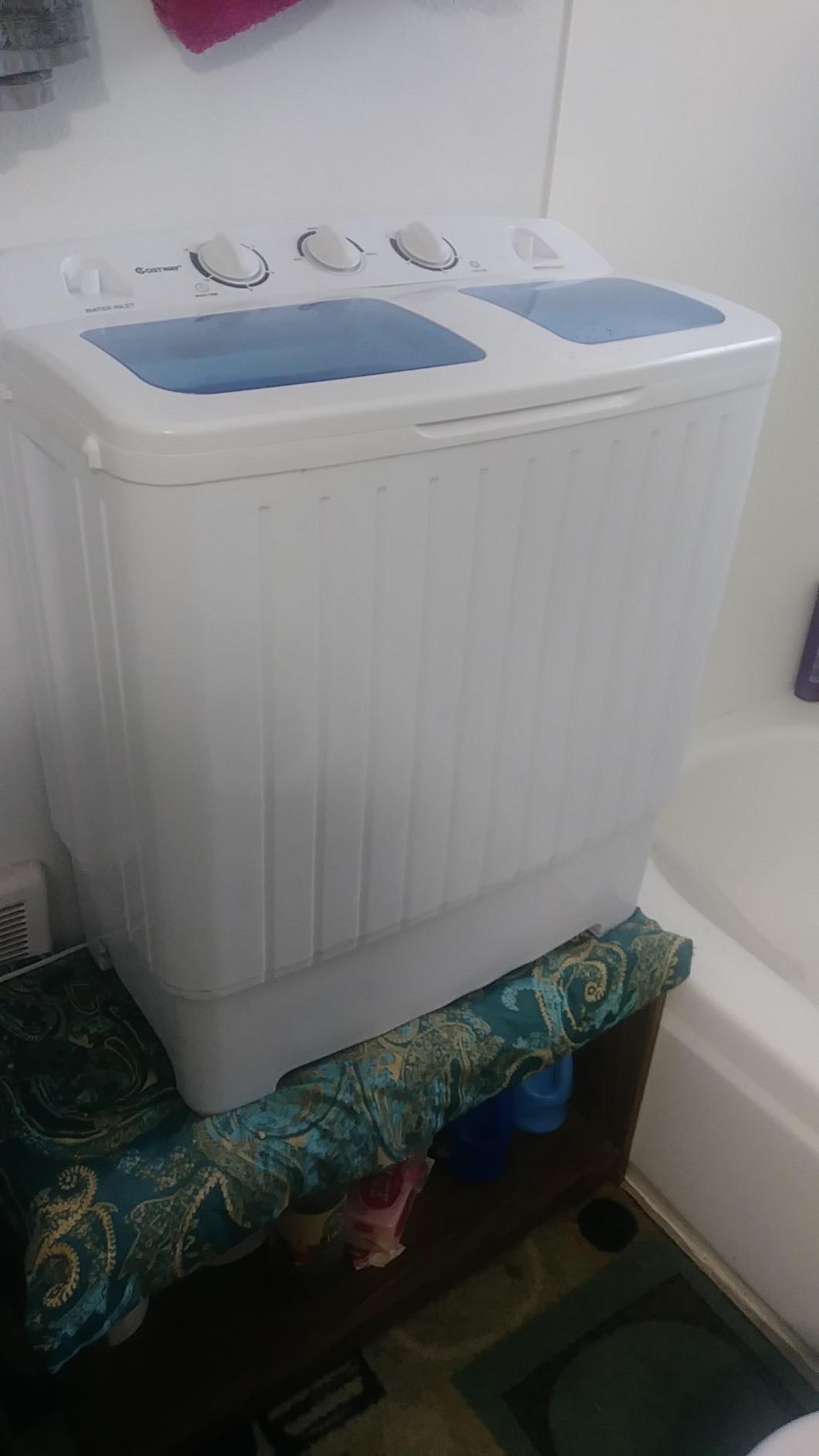 Giantex Portable Washing Machine, 20lbs Washer and Spinner Combo, Twin Tub 12lbs Wash & 8lbs Spin, Mini Compact Laundry Clothes Lavadora Portatil for Apartment Dorm RVs (White & Grey) customer photo 1