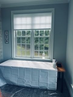 Changshade Cordless Cellular Shades, Motorized Blackout Room Darkening Black Out Honeycomb Blinds for Indoor Windows Bedroom, Pull Down Pleated Accordion Blind Easy Install, Custom Size, White customer photo 2