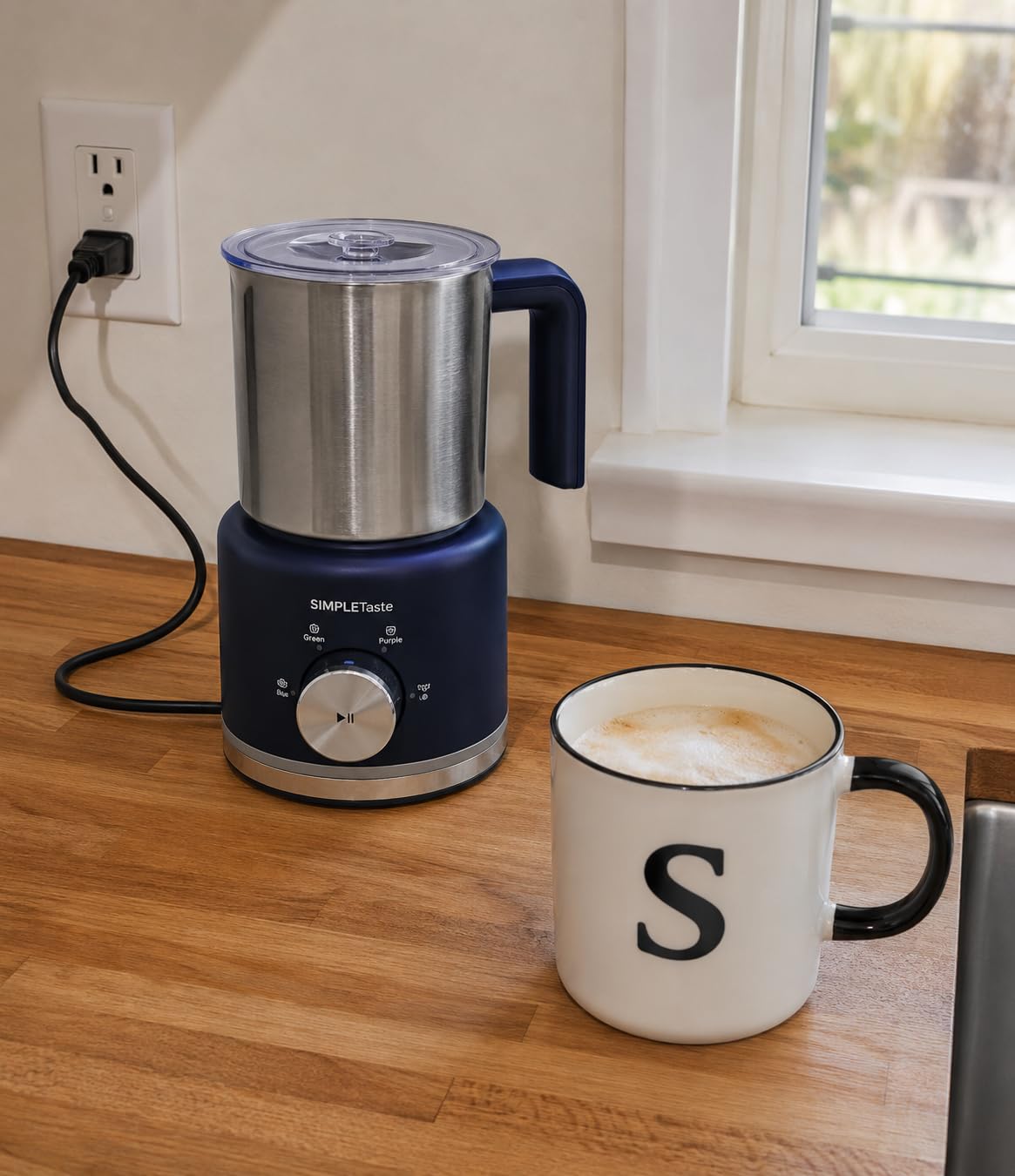 SIMPLETASTE Milk Frother, 4-in-1 Electric Automatic Milk Steamer customer photo 1