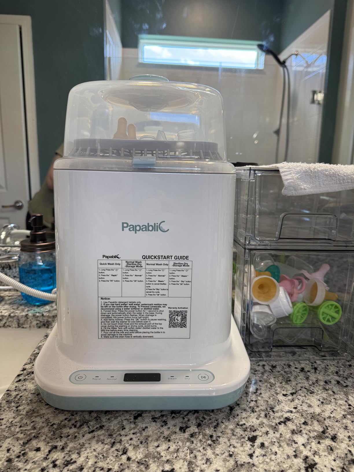 Papablic Bottle Washer Pro, Bottle Washer & Sterilizer & Dryer, 4-in-1 Sanitizer for Bottles, Pump Parts, C-Section& Baby Essentials - Quick & Clean with 60 Detergent Tablets customer photo 1