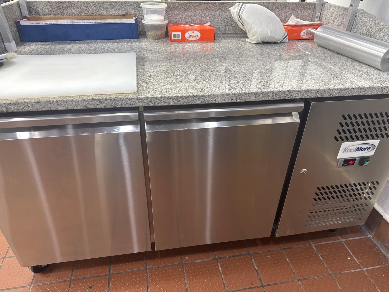 KoolMore 59 in. Two-Door Commercial Granite Top Pizza Prep Refrigerator with Refrigerated Condiment Pan Holder in Stainless-Steel (KM-RPCPS-2D59-GRT) customer photo 1