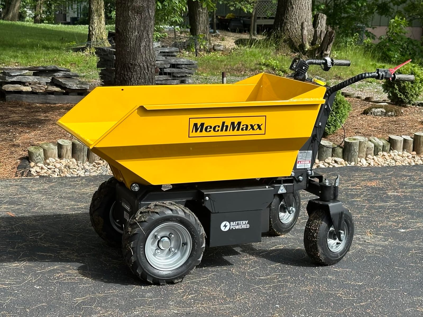 MechMaxx 1100Lb Loading 48V Battery Powered Wheel Barrow Electric Dumper Cart with 30W Light, Hydraulic Tipping, 1000W Brushless DC Motor, LED Display Screen, Model EH50 Yellow customer photo 2