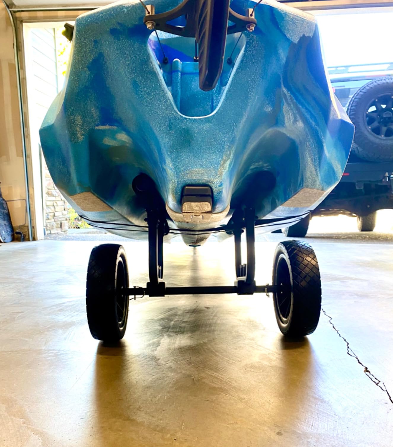 Heavy Duty Kayak Cart, Width Adjustable Canoe Cart with 12inch Flatfree Beach Wheels Boat Dolly Cart Transport Carrier customer photo 1