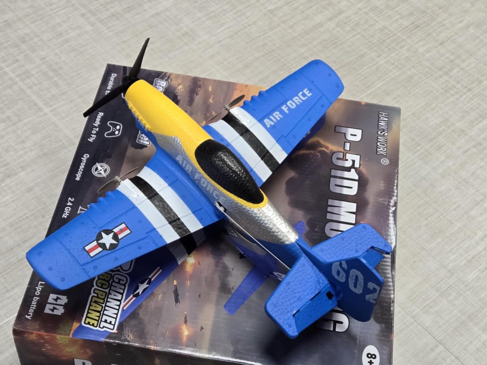 HAWK'S WORK 3CH P-51D Mustang RC Plane, Stabilized RC Warbird for Beginners | 6-axis gyro stabilization, 2.4GHz RTF, classic warbird design, beginner-friendly customer photo 1