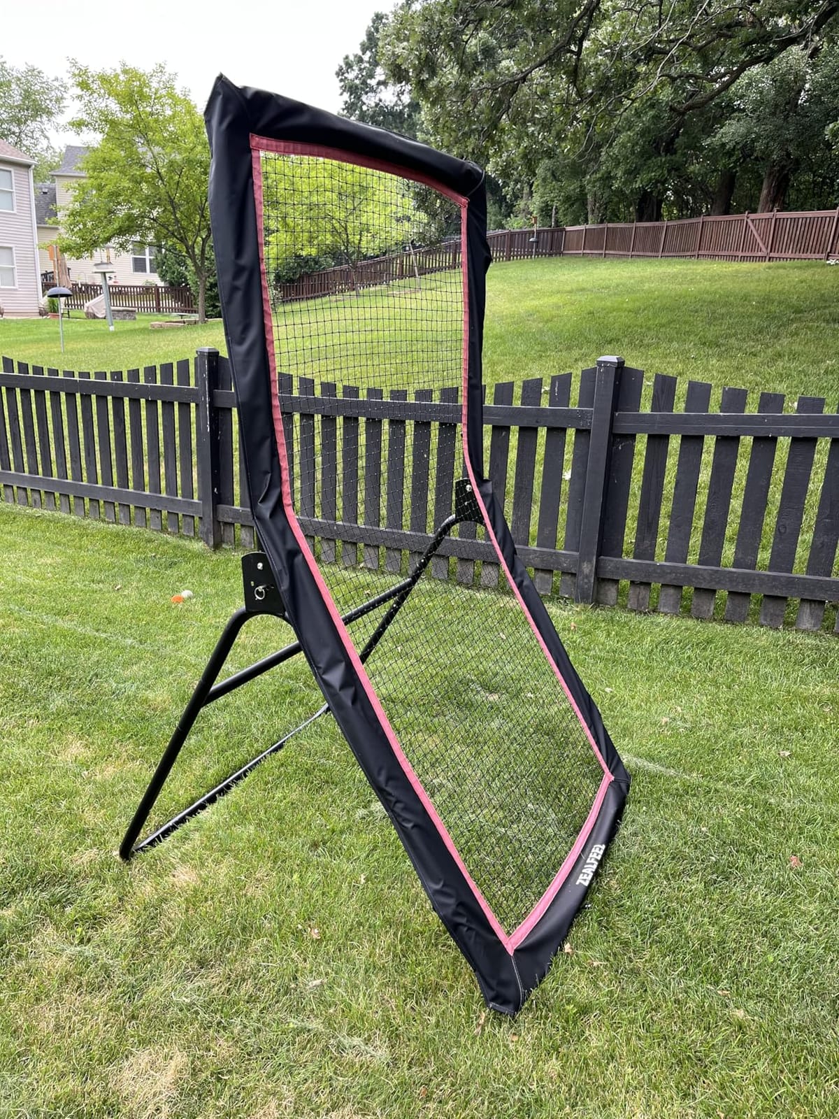 ZEALFEEL Lacrosse Rebounder with 5 Adjustable Angles, 4x6FT/4x7FT | Lacrosse Rebound Net with Target Strip & Anti-rust Steel Frame, Perfect for Lax Baseball Volleyball & Soccer Training customer photo 1