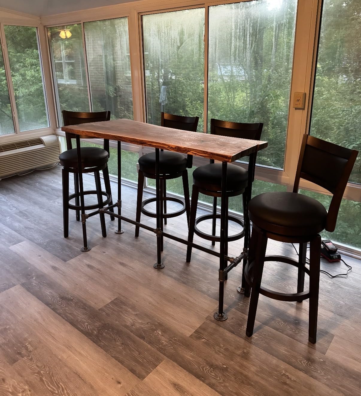 PrimeZone Swivel Bar Stools Set of 4, 26 Inch Counter Height Barstools | Black Faux Leather, High Backrest, Solid Rubberwood Frame, Wrap-around Footrest, Counter Stools for Kitchen Island, Pub customer photo 1