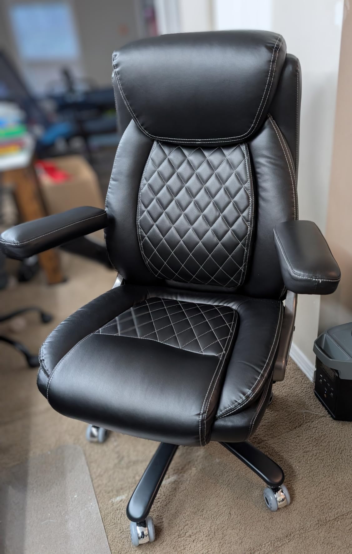 Indulgear Large Heavy Duty Office Chair with 5D Flip Arms, Comfy Big and Tall Executive Office Desk Chair with Pocket Spring Cushion, High Back Computer Chair with Lumbar Support, Dual Rubber Wheel customer photo 2