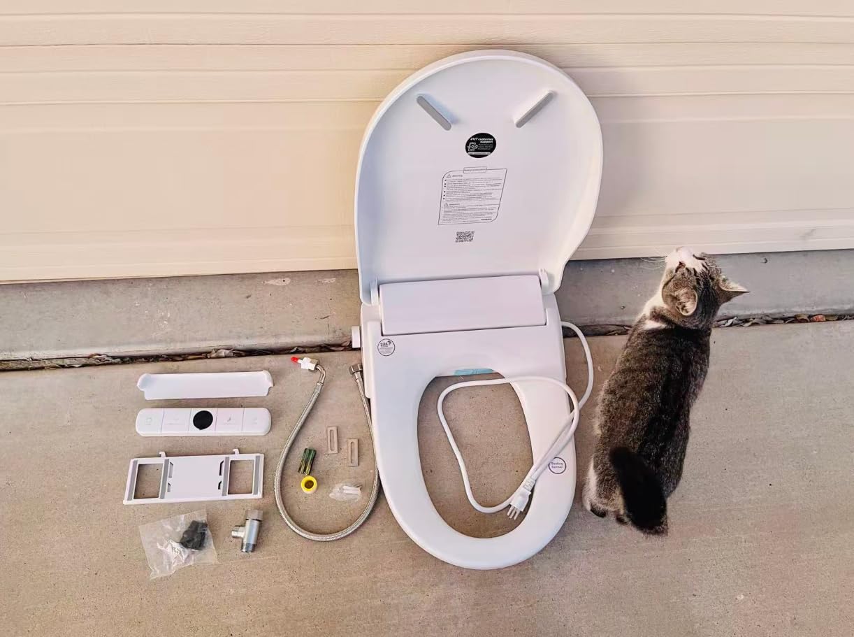 Tadashi Electric Bidet Toilet Seat Elongated, Wireless Remote & Side Panel, Instant Warm Water, Feminine & Rear Wash, Self‑Clean Nozzle, Adjustable Heated Seat, Air Dryer, Slow Close Lid customer photo 1