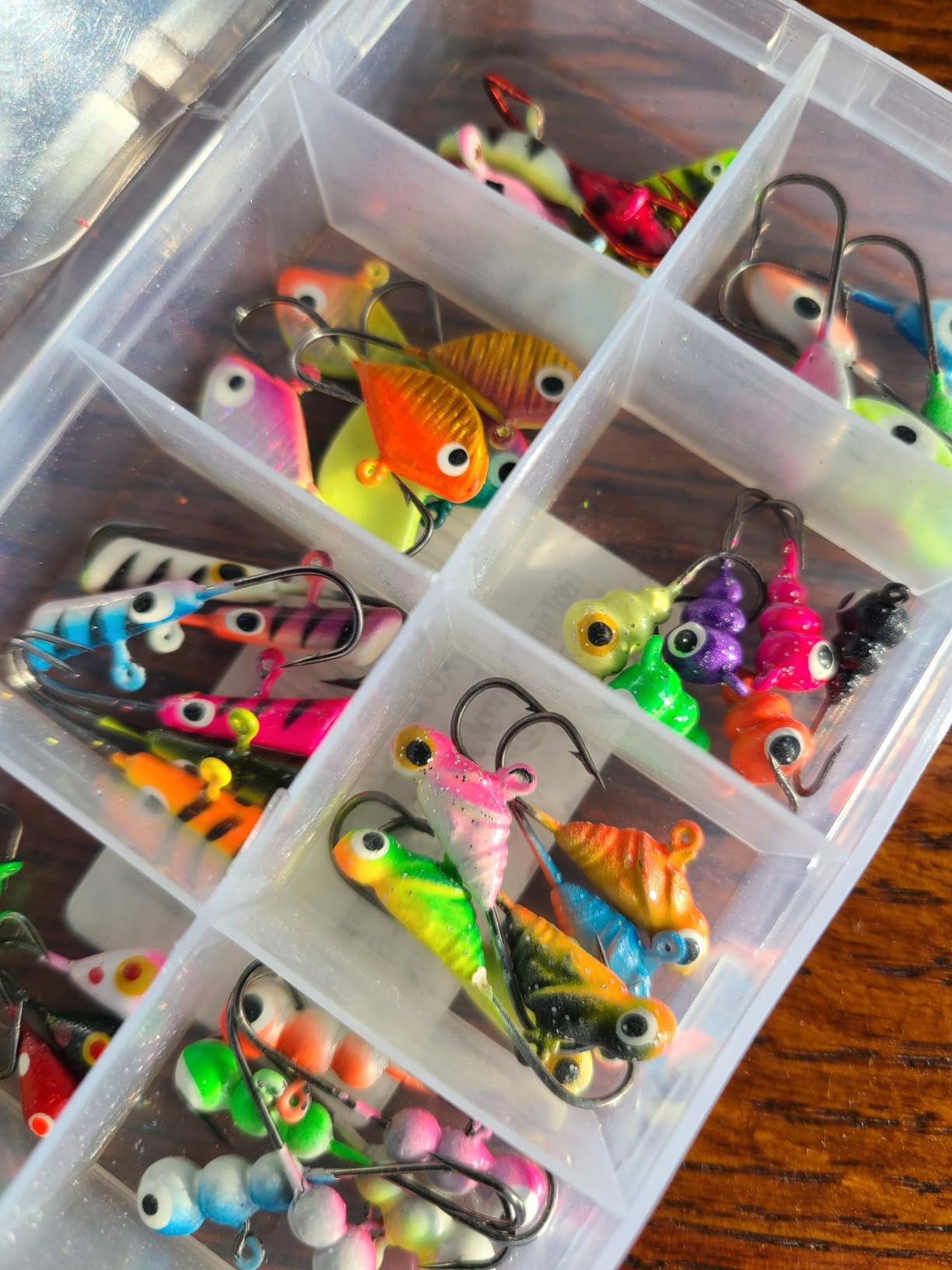 FishTrip Ice Fishing Jigs Kit, Glow Jig Lure Set for Winter Ice Fishing | 30/60Pcs Glow ice jigs for Crappie Bluegill Sunfish Perch Panfish Walleye Pike Jigs, Ice Fishing Gear with Storage Box customer photo 2