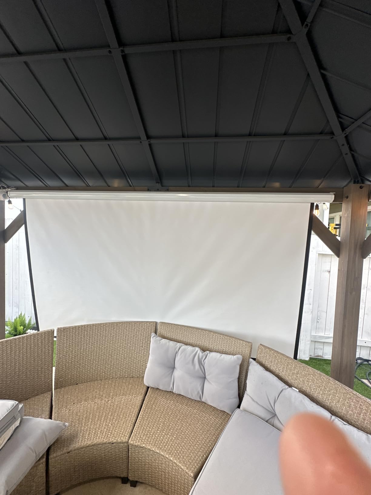 Kayle 120 Inch Motorized Projector Screen w/Wireless Remote, Black, 16:9 customer photo 1