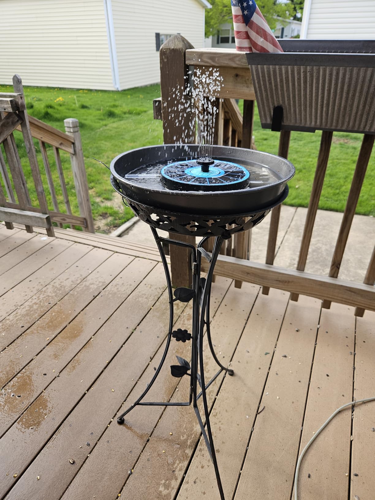Solar Fountain Cyan Flower, Upgrade 3.5W Solar Bird Bath Fountains, Solar Powered Water Fountain with 7 Nozzles, 4 Fixed Pipes for Hummingbirds, Bird Bath, Garden, Pool, and Pond customer photo 1