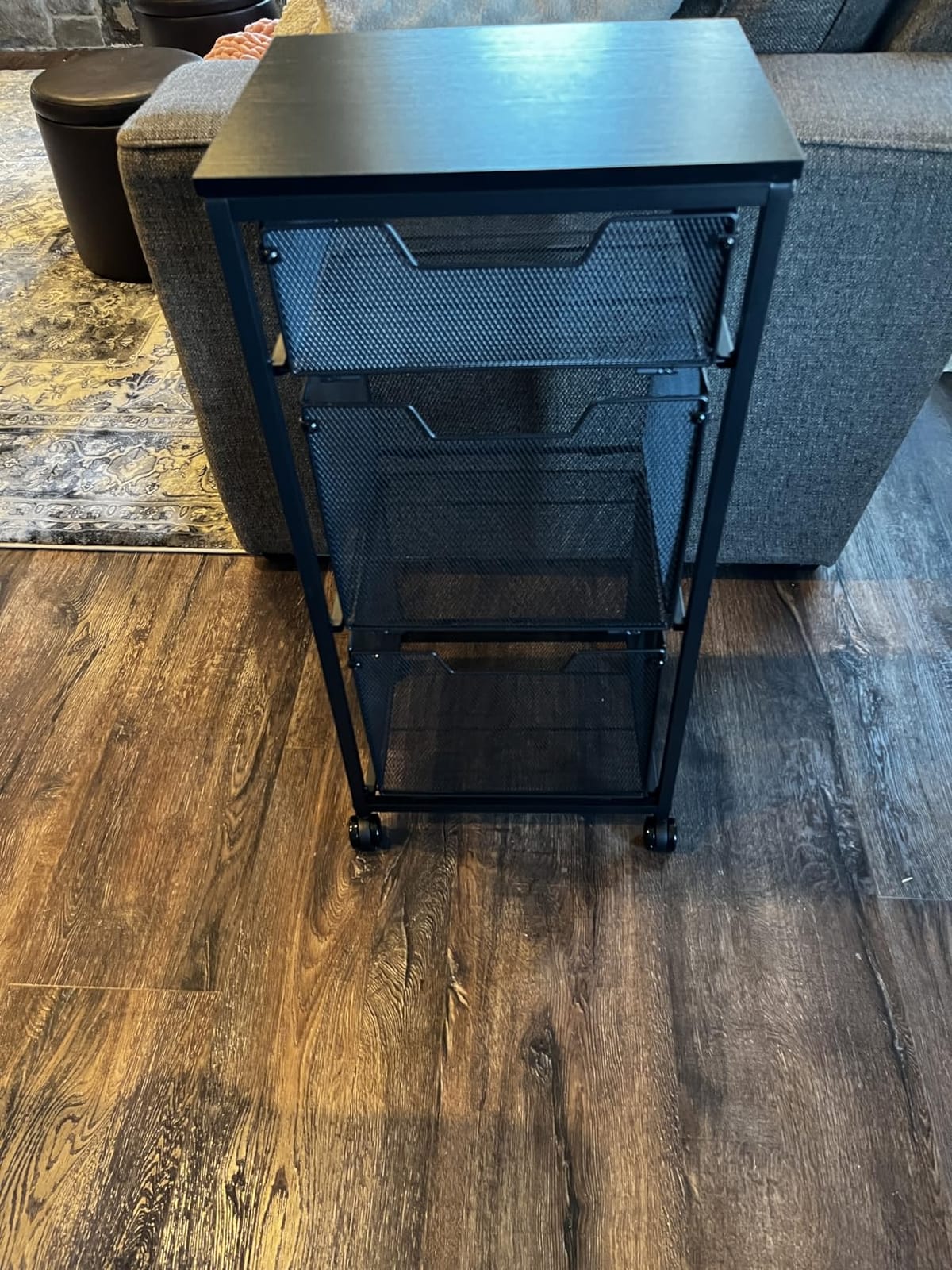 Sbanmao 3 Drawer Mobile File Cabinet for Home Office, Rolling Filing Cabinet on Lockable Wheels, Hanging File Folders Organizer, Utility Cart Storage and Organizer, Printer Stand, Black customer photo 1