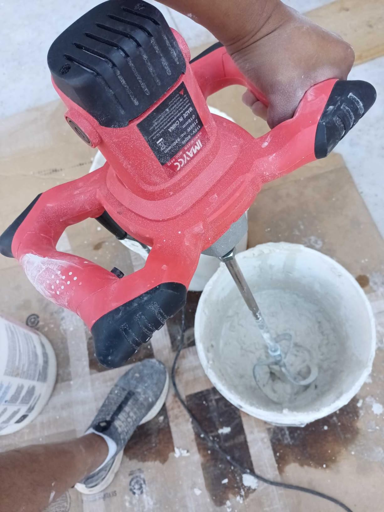 IMAYCC Cement Mixer 2100W, Portable Concrete Mixer, 110V Handheld Mud Mixer for Motar,Paint, Grout, Plaster, Thinset,Fodder Stirring Tool customer photo 1