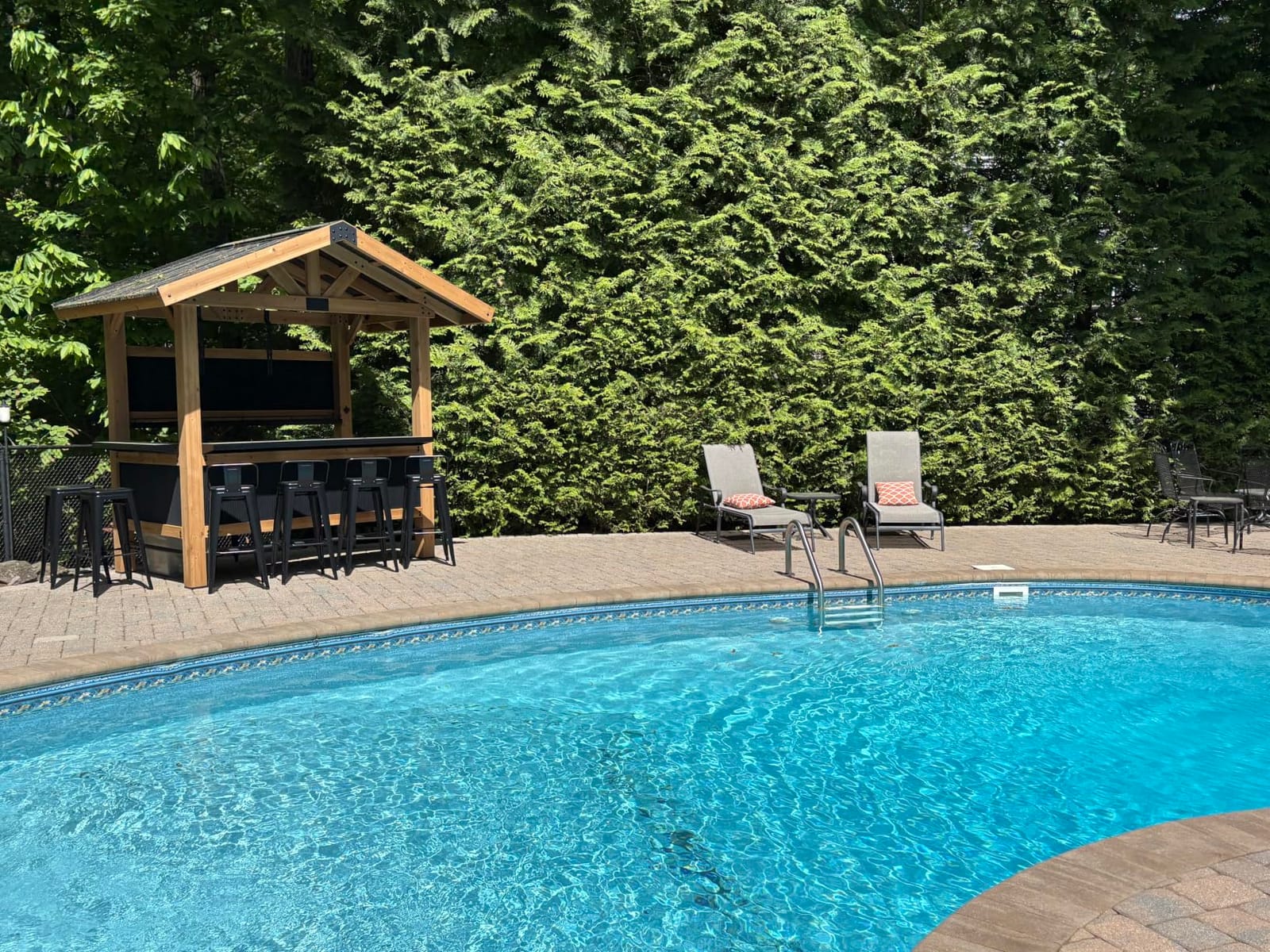 Backyard Discovery Palisade 9' x 6' Cedar Wood Outdoor Bar Set with Galvanized Steel Roof, Bar Top, Shelving, Snow Load Support, Wind Resistance, PowerPort for Patio, Deck, Entertaining customer photo 1