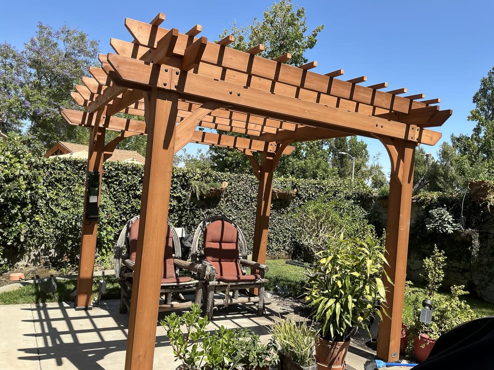 Backyard Discovery Beaumont 24' x 12' Traditional Cedar Wood Pergola Kit with Trellis Roof, All-Season Durability, High-Wind Rating, PowerPort, Shade for Outdoor Patio, Deck, Garden, and Entertaining customer photo 1