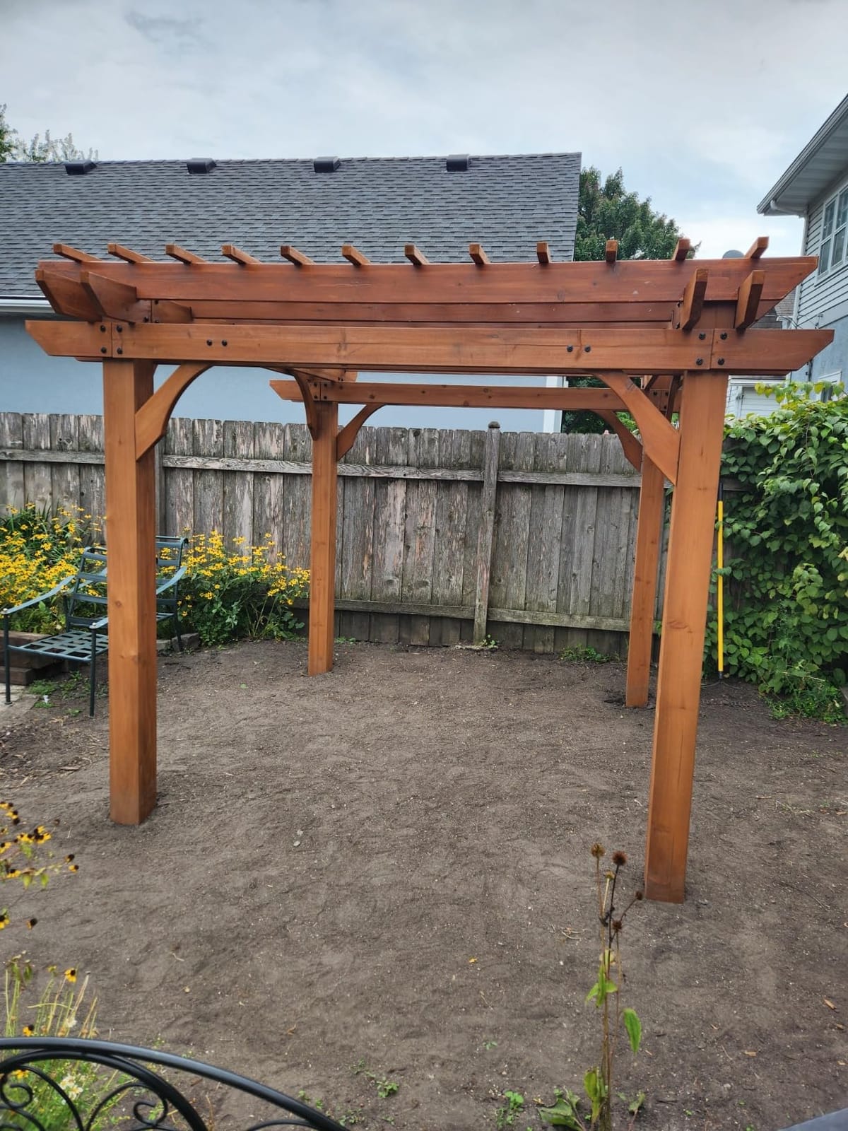 Backyard Discovery Beaumont 24' x 12' Traditional Cedar Wood Pergola Kit with Trellis Roof, All-Season Durability, High-Wind Rating, PowerPort, Shade for Outdoor Patio, Deck, Garden, and Entertaining customer photo 2