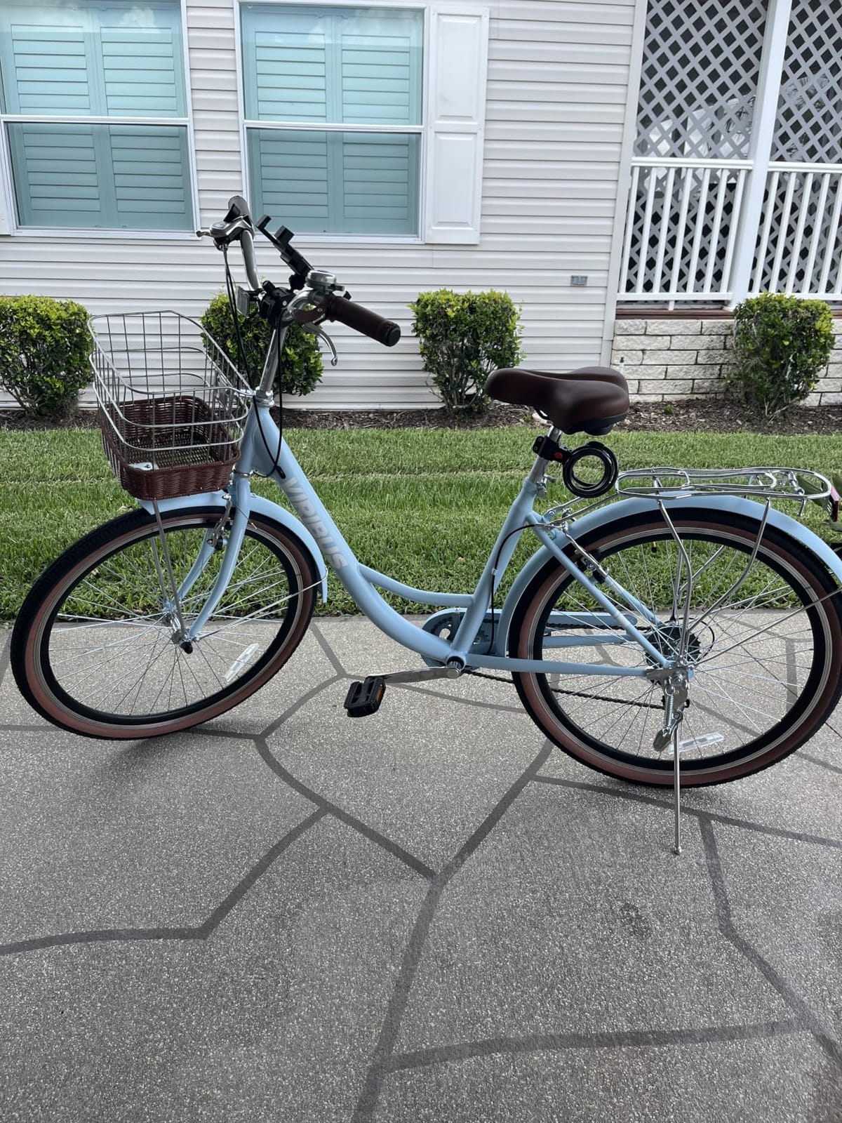 VIRIBUS Womens Bike, Lightweight Aluminum Beach Cruiser Bike for Women 7 Speed 24/26inch with Front Basket & Rack, Step-Through City Commuter Bicycle for Ladies Seniors customer photo 2