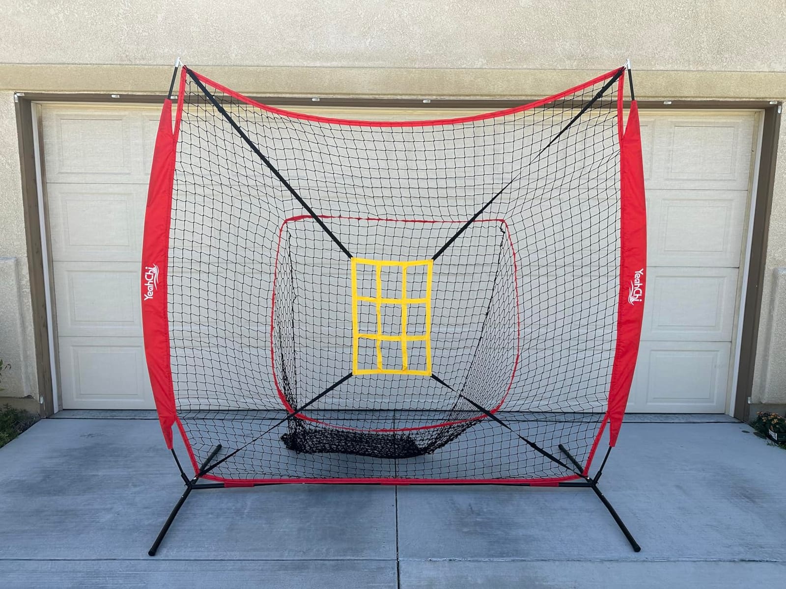 7x7 Ft Baseball and Softball Training Net with Batting Tee, Strike Zone Target, Portable Hitting and Pitching Practice Set customer photo 2