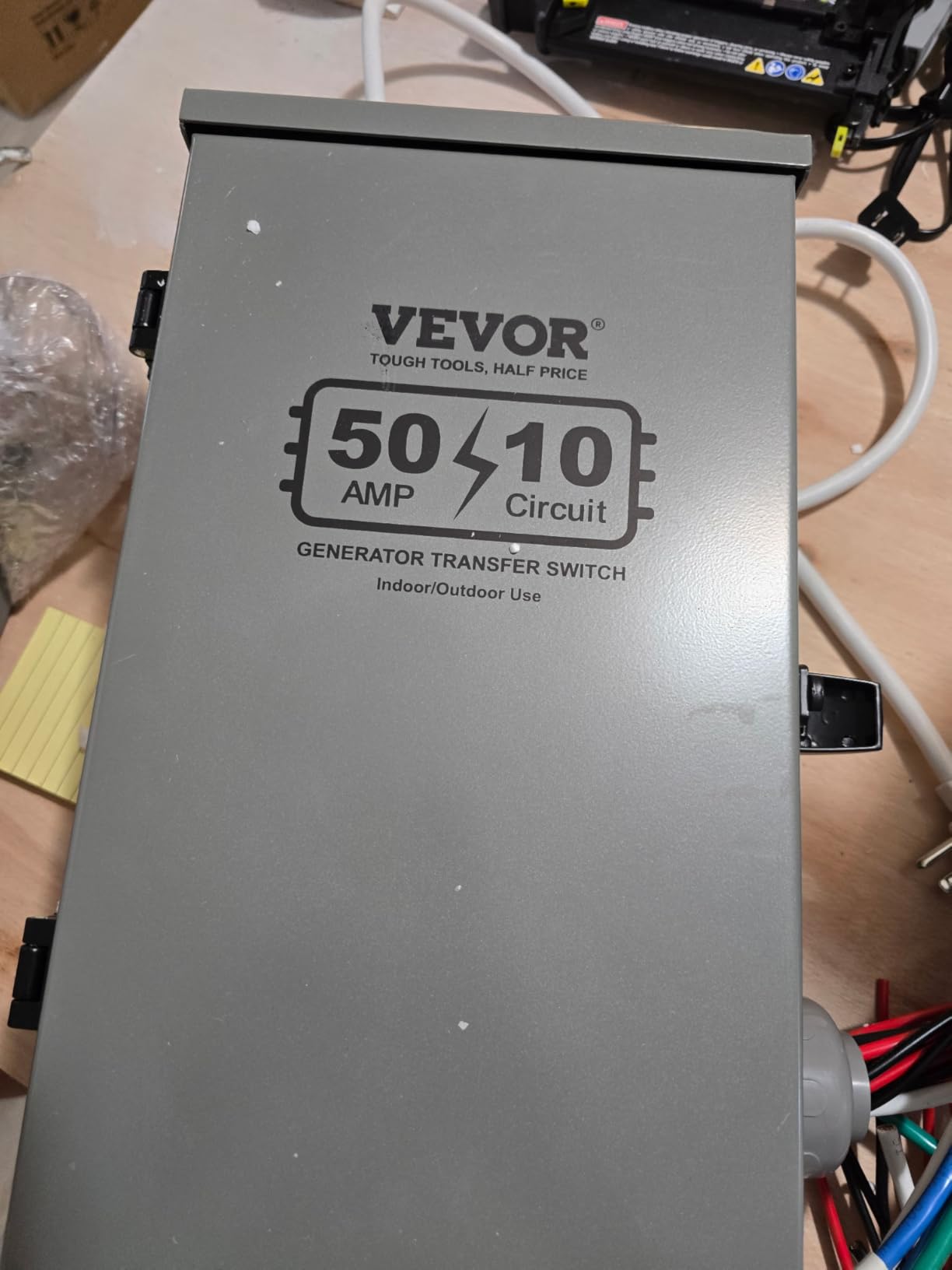 VEVOR Manual Transfer Switch, 50-Amp 10-Circuit, Prewired Generator Transfer Switch Kit with CS6375 Plug Power Inlet Box, Double-Throw Switch, NEMA 3R, Mechanical Watt Meter, for 12500W Generators customer photo 1