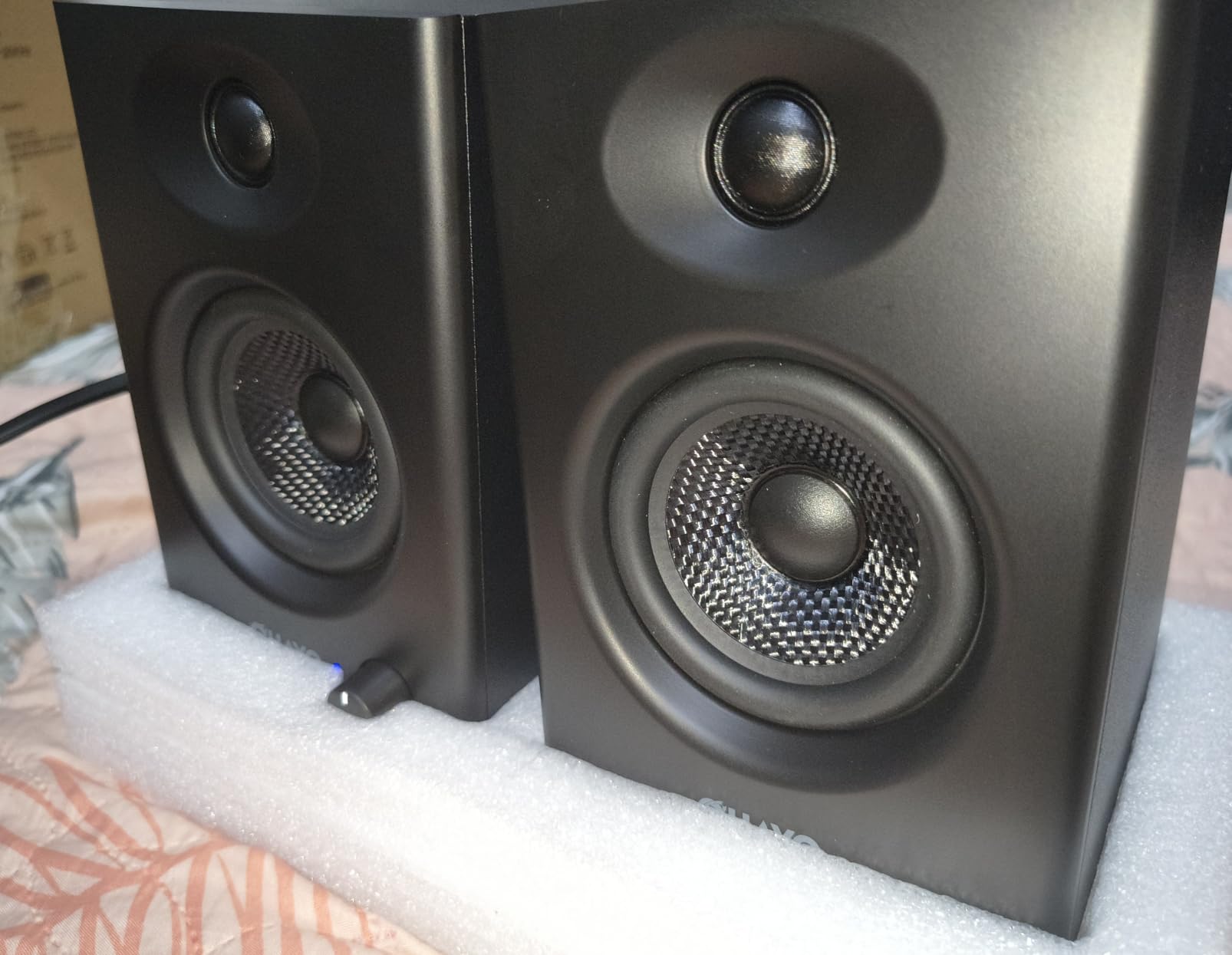 OHAYO 60W Computer Speakers for Music and Gaming, Active Bluetooth 5.3, Stereo 2.0 Speakers for Desktop PC or Laptop, 3.5mm Aux RCA USB Input, 1 Pair, Black customer photo 2