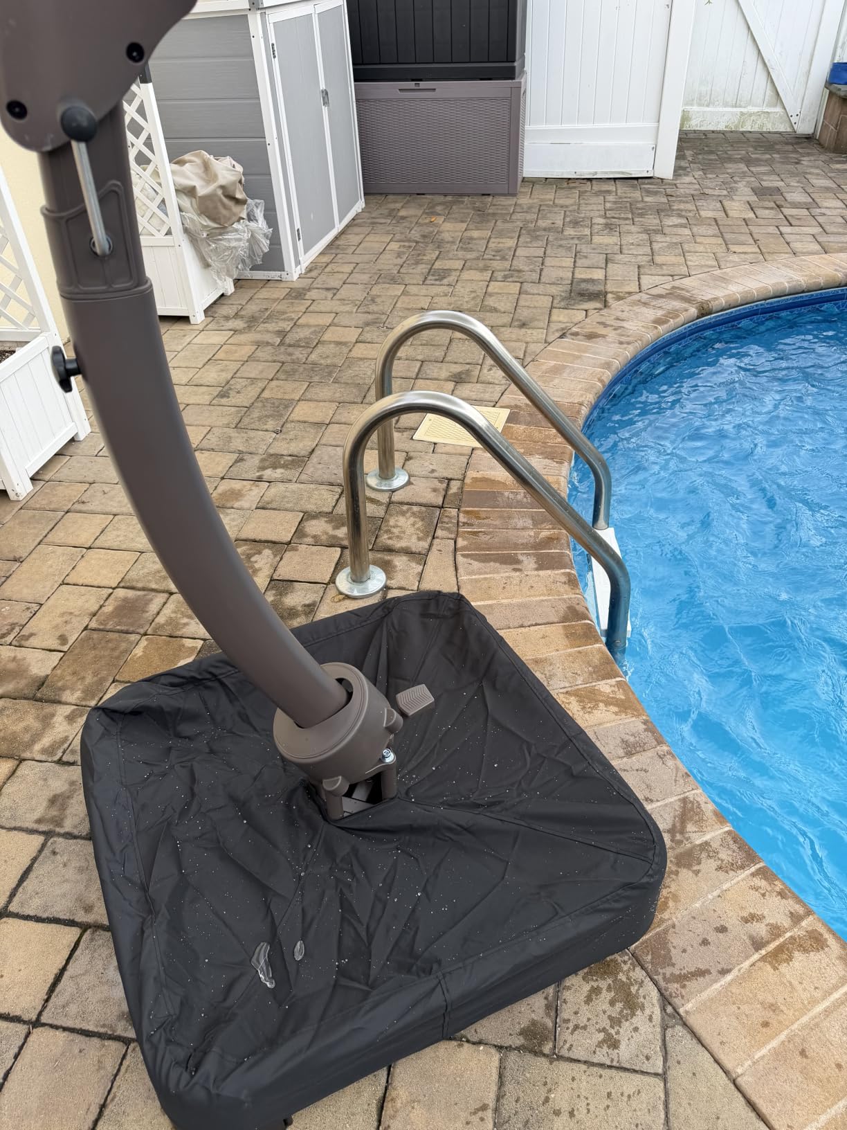 Kingdura 11ft Offset Cantilever Patio Umbrella with Base Included, Large Round Aluminum Outdoor Umbrella, 360° Rotation & Infinite Tilt, Heavy Duty Frame for Deck Pool Backyard, Beige customer photo 1