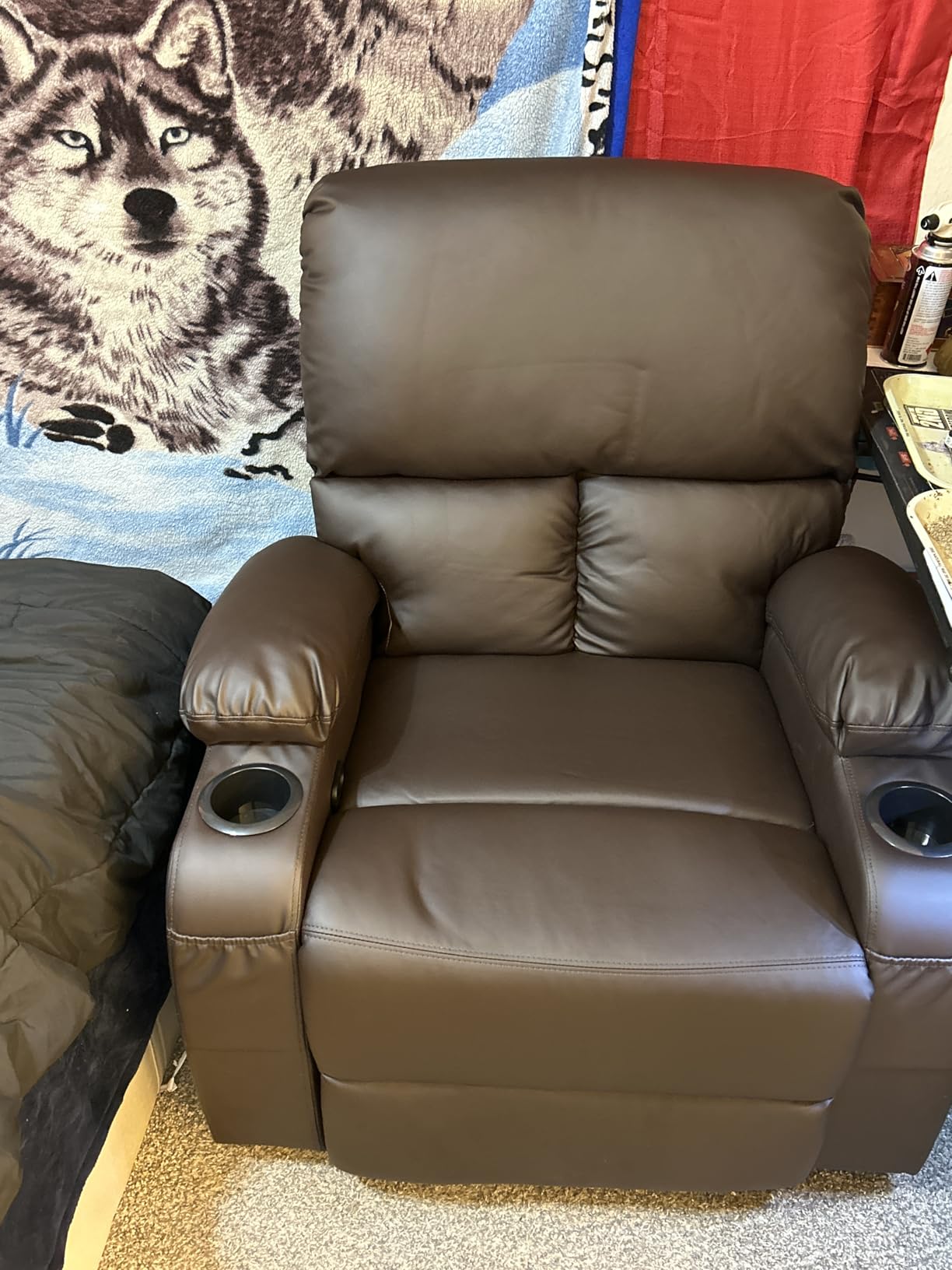 LAFWELL Rocking Recliner Chair, Massage Rocker Recliner Chair with Vibration Massage and Heat, USB and Type-C Ports, 360° Swivel Faux Leather Chairs, Living Room, Bedroom, Nursery, RV, Black customer photo 1