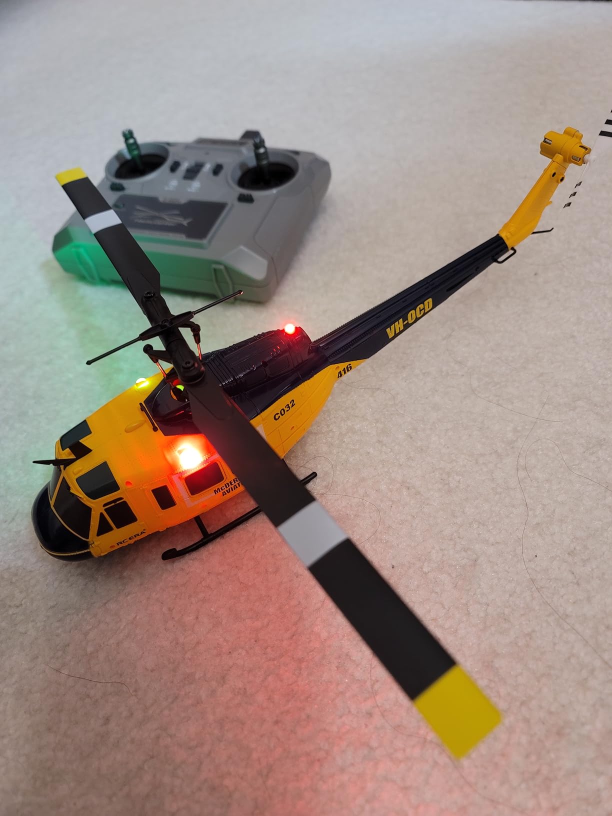 RC ERA C032 UH-1 Huey Helicopter - Remote Control Helicopters for Adult, 1/48 Sacle 2.4G 6CH Gyro Stabilized Aircraft with Altitude Hold & Optical Flow,3D Stunt Drone (Yellow) customer photo 1