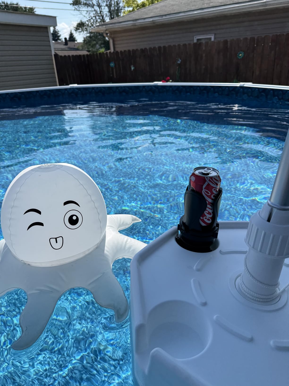 Floating Pool Umbrella - 7ft Outdoor Pool Sunshade Umbrella for Inside of Pool,Portable Floating Table with Drink Holders,No-Tool Setup for Swimming Pools, Beach & Lakes customer photo 1