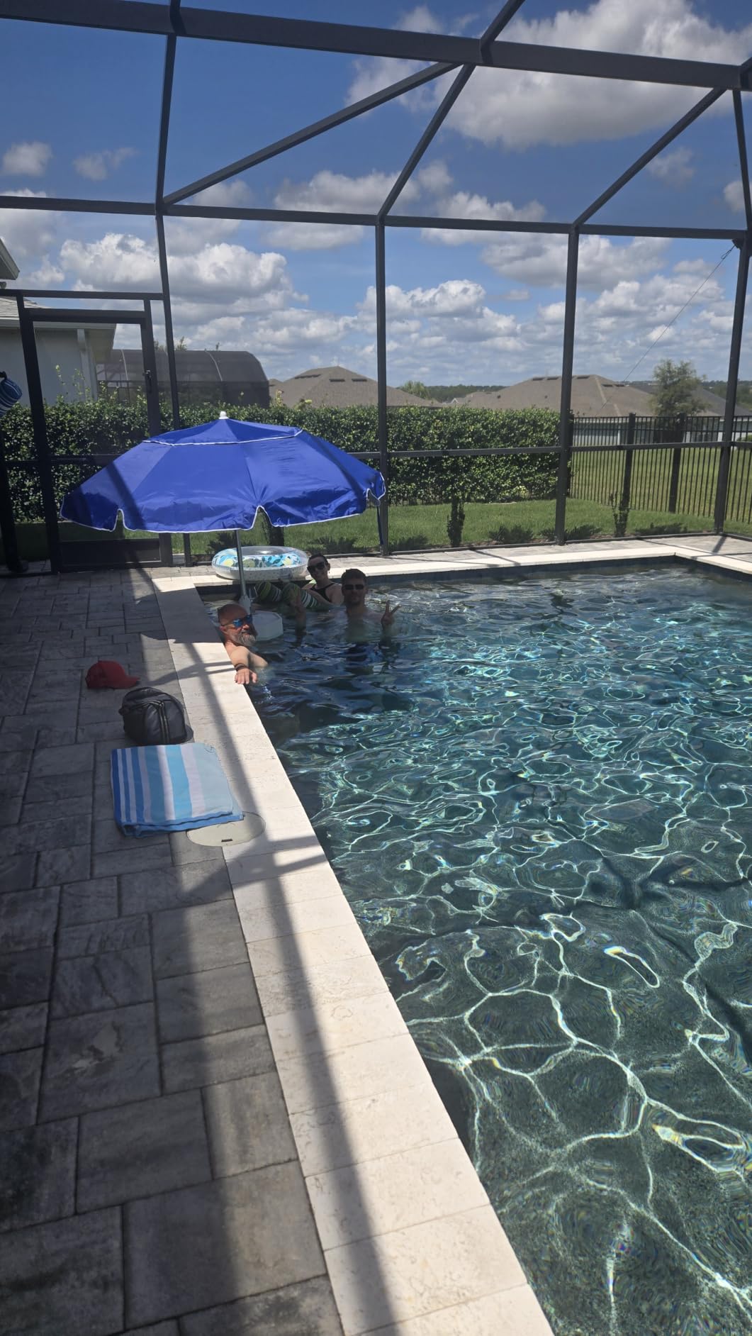 Floating Pool Umbrella - 7ft Outdoor Pool Sunshade Umbrella for Inside of Pool,Portable Floating Table with Drink Holders,No-Tool Setup for Swimming Pools, Beach & Lakes customer photo 2