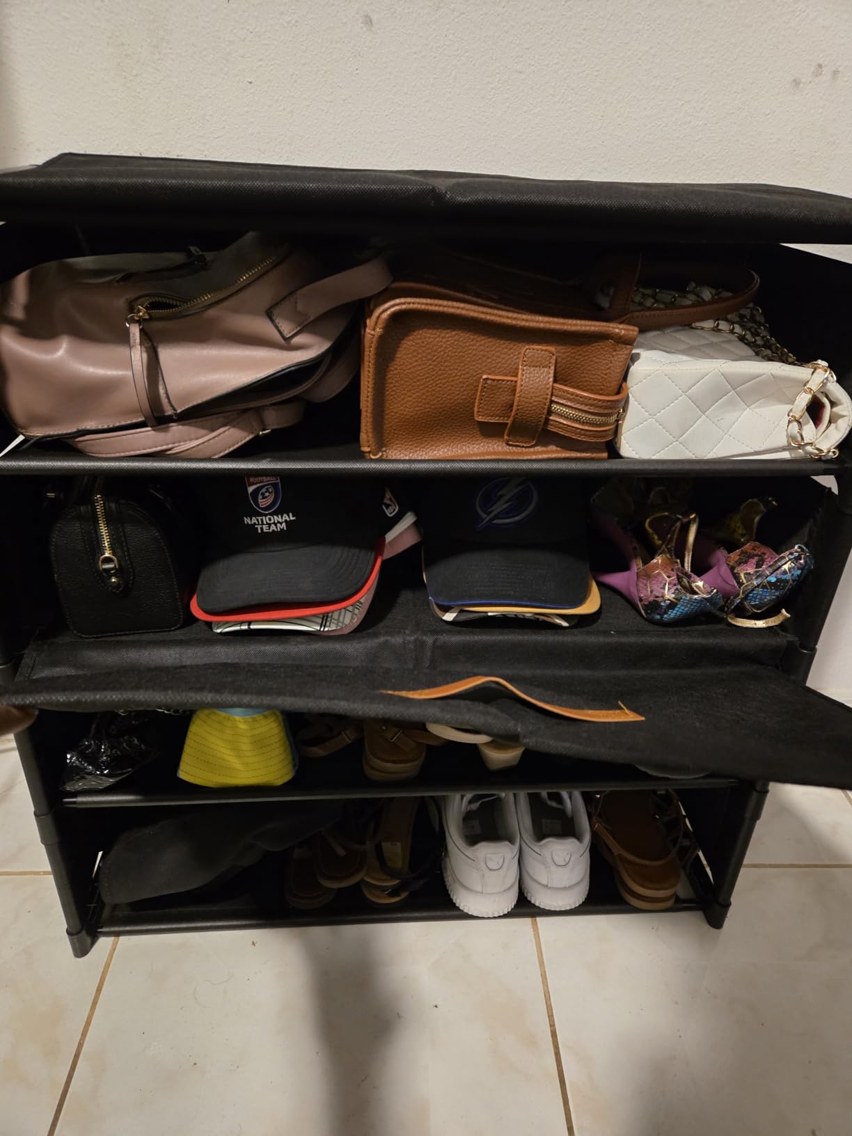 5 Tier Shoe Cabinet with Door, 20-Pair Storage, Black customer photo 2