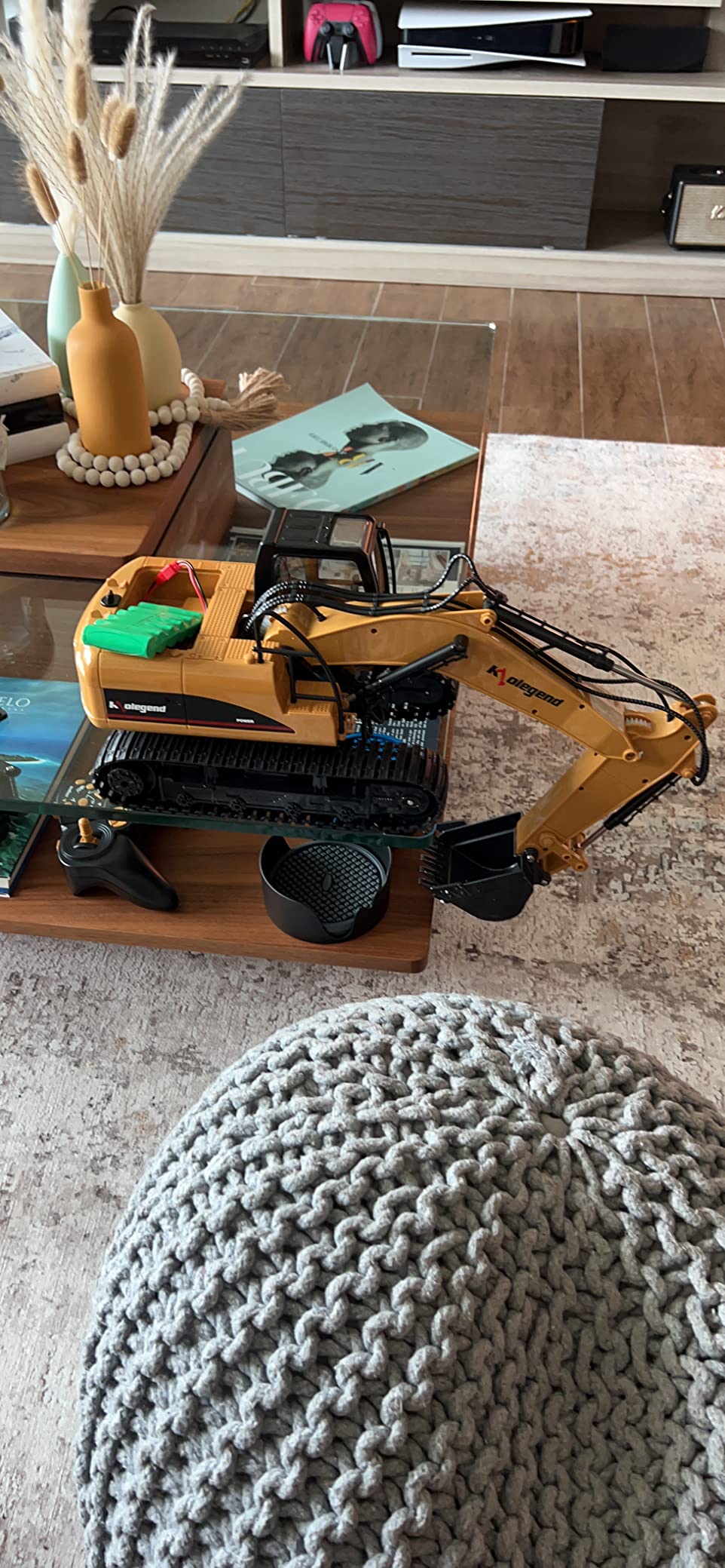 kolegend 1:14 RC Excavator 25 Channel 4 in 1 Construction Toys,Remote Control Vehicles Tractor Sandbox Toys Digger,with Metal Bucket,Drill Bit,Gripper & Wood Gripper RC Truck customer photo 2