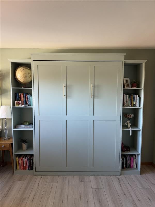 Rophefx Queen Murphy Bed Cabinet with 5-Tier Shelves, Wood Wall Bed, White customer photo 1
