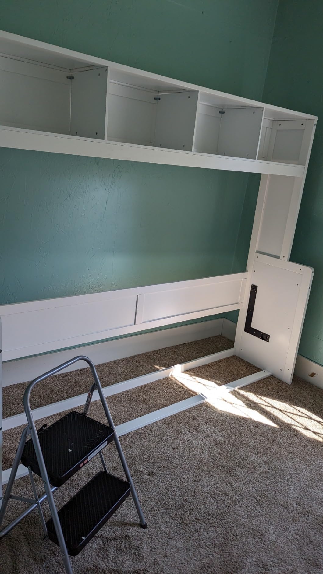 Rophefx Queen Murphy Bed Cabinet with 5-Tier Shelves, Wood Wall Bed, White customer photo 2