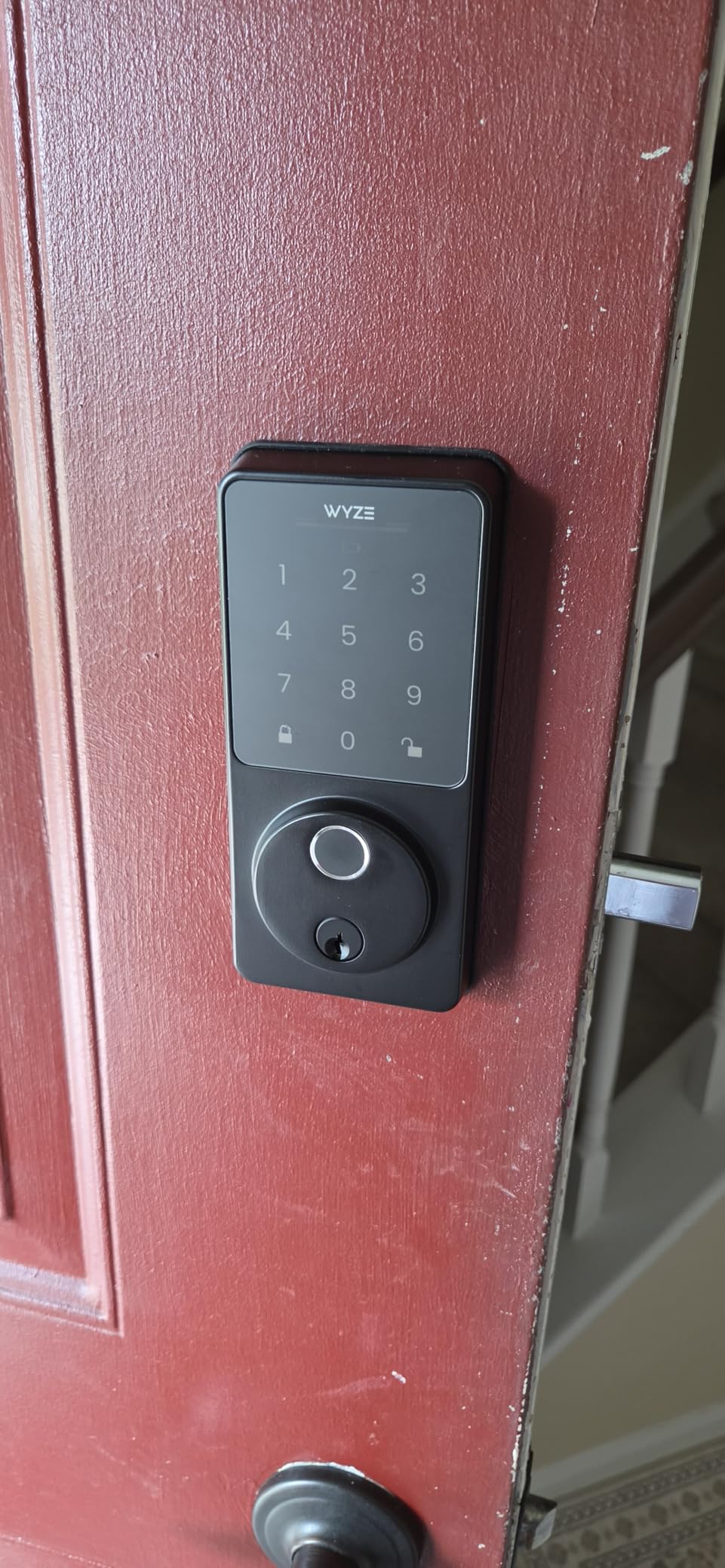 Wyze Auto-Lock Bolt v2, Fingerprint Keyless Entry Smart Lock, AI Learning Scanner with Wi-Fi Front Door Lock Deadbolt, Auto-Lock, 8 Months Battery, BHMA2, IP53, Anti-Peep Keypad, Backup Keys customer photo 2
