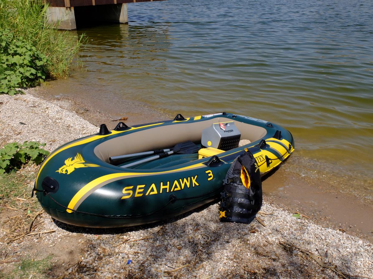 INTEX Seahawk 3-Person Inflatable Fishing Boat Set with Oars and Pump | 66333EP - Portable River Raft with Heavy-Duty Floor and High-Output Hand Pump, 9ft 8in x 4ft 6in customer photo 2
