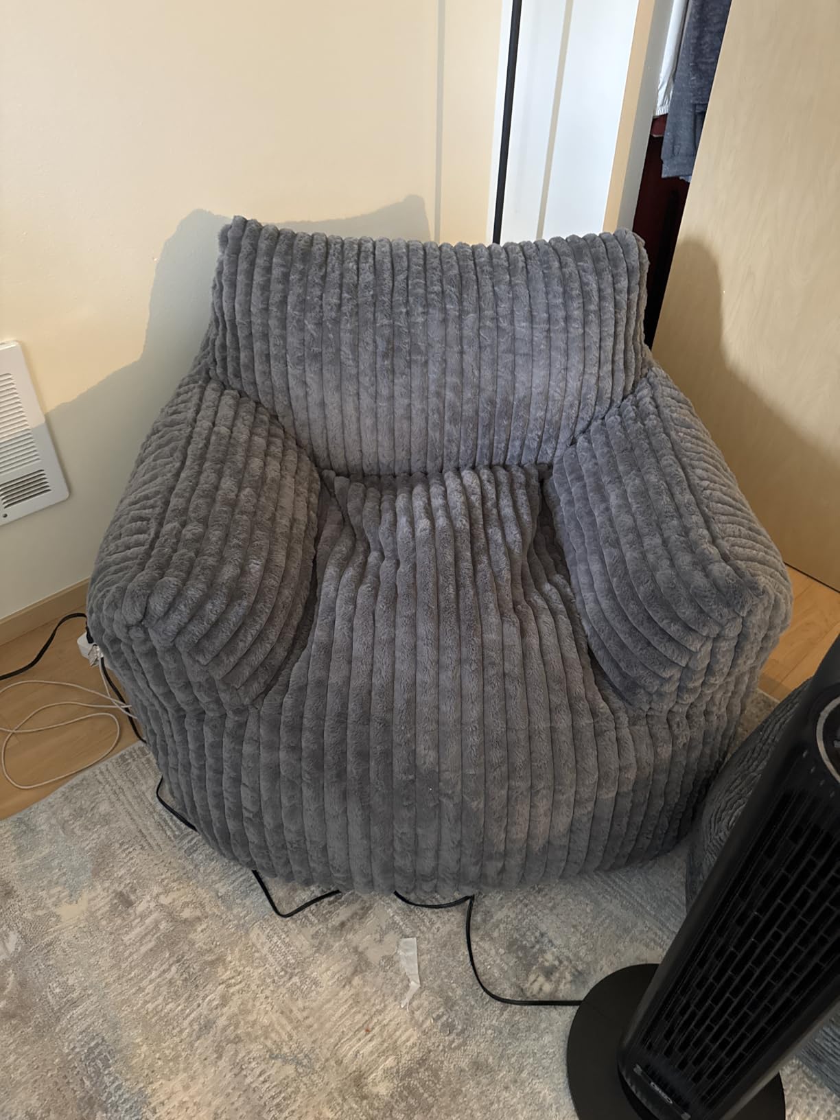 3-in-1 Giant Bean Bag Chair for Adults & Kids, Convertible Floor Sofa to Mattress, Memory Foam Beanbag Chair with Washable Cover, Multi Functional Lounge Couch for Bedroom, Living Room (Dark Grey) customer photo 2