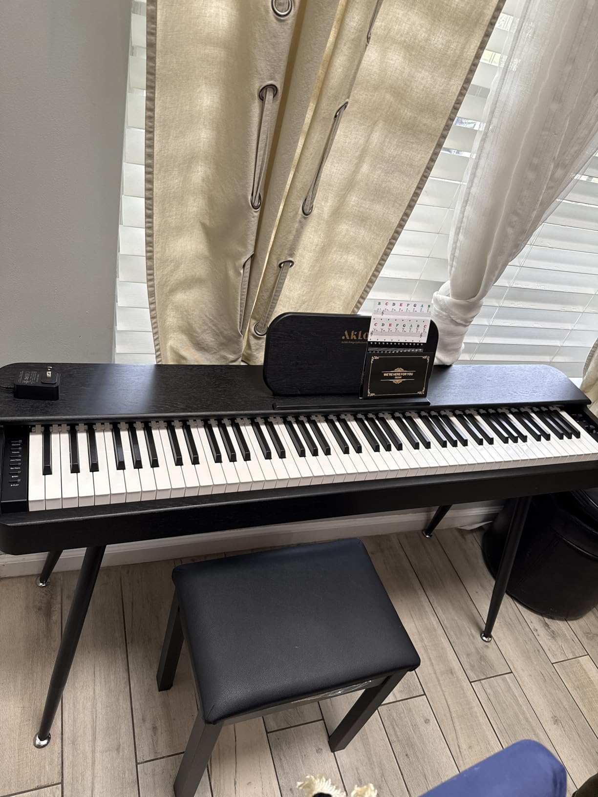 AKLOT Weighted Upright Digital Piano: 88-Key Graded Hammer Action, Ambient Lighting & Sliding Piano Lid, 4 Classic Pianos Tones, Triple Pedal, Dual 25W Stereo Speakers, Headphones & Lesson Book customer photo 2