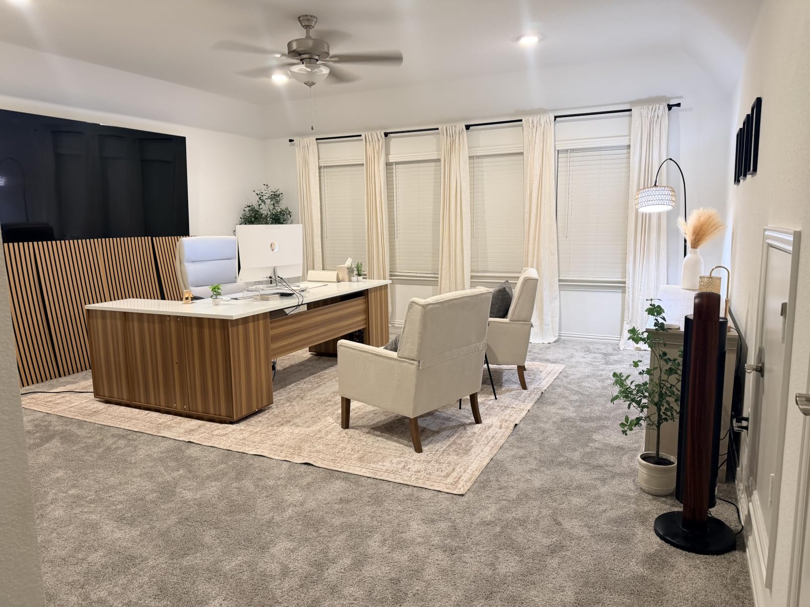 Tribesigns 85.8-Inch L-Shaped Executive Office Desk with File Drawers & Storage Cabinet, Professional Corner Computer Desk Extra Large Business Workstation with Adjustable Shelves (Gray&Black) customer photo 1