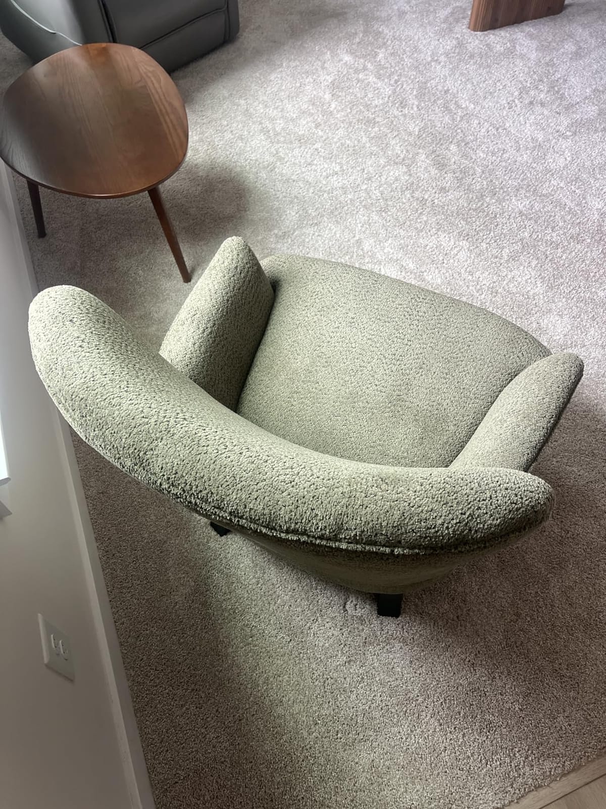 Christopher Knight Home Colby Boucle Upholstered Club Chair, Living Room Accent Chair, Wooden Frame, Flared Armrest, Plush Thick Cushion, Reading Lounge Chair, Space-Saving Furniture, Light Brown customer photo 2