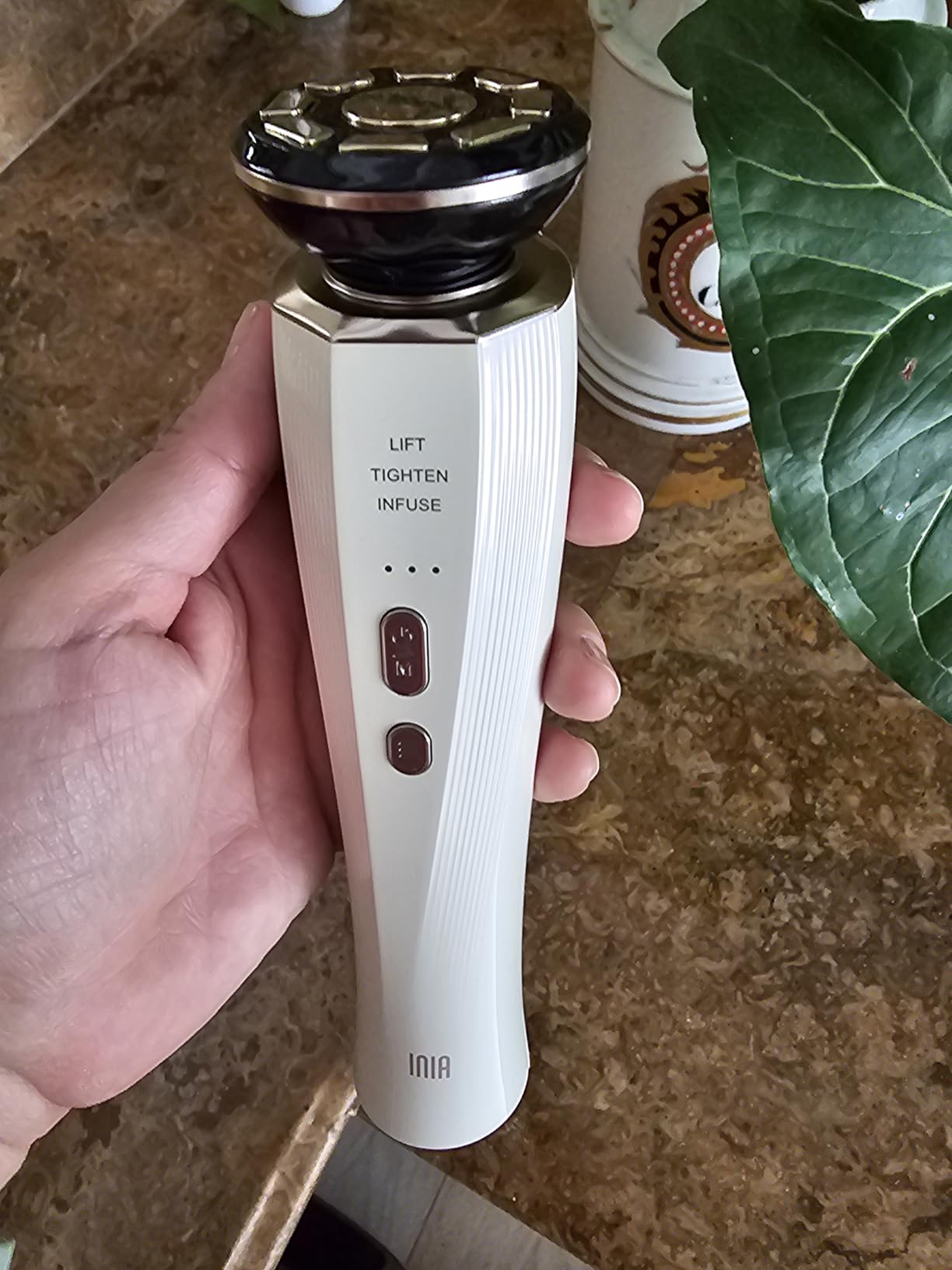 INIA FLARE 3-in-1 Red Light Therapy Beauty Device for Face & Neck Pink customer photo 1