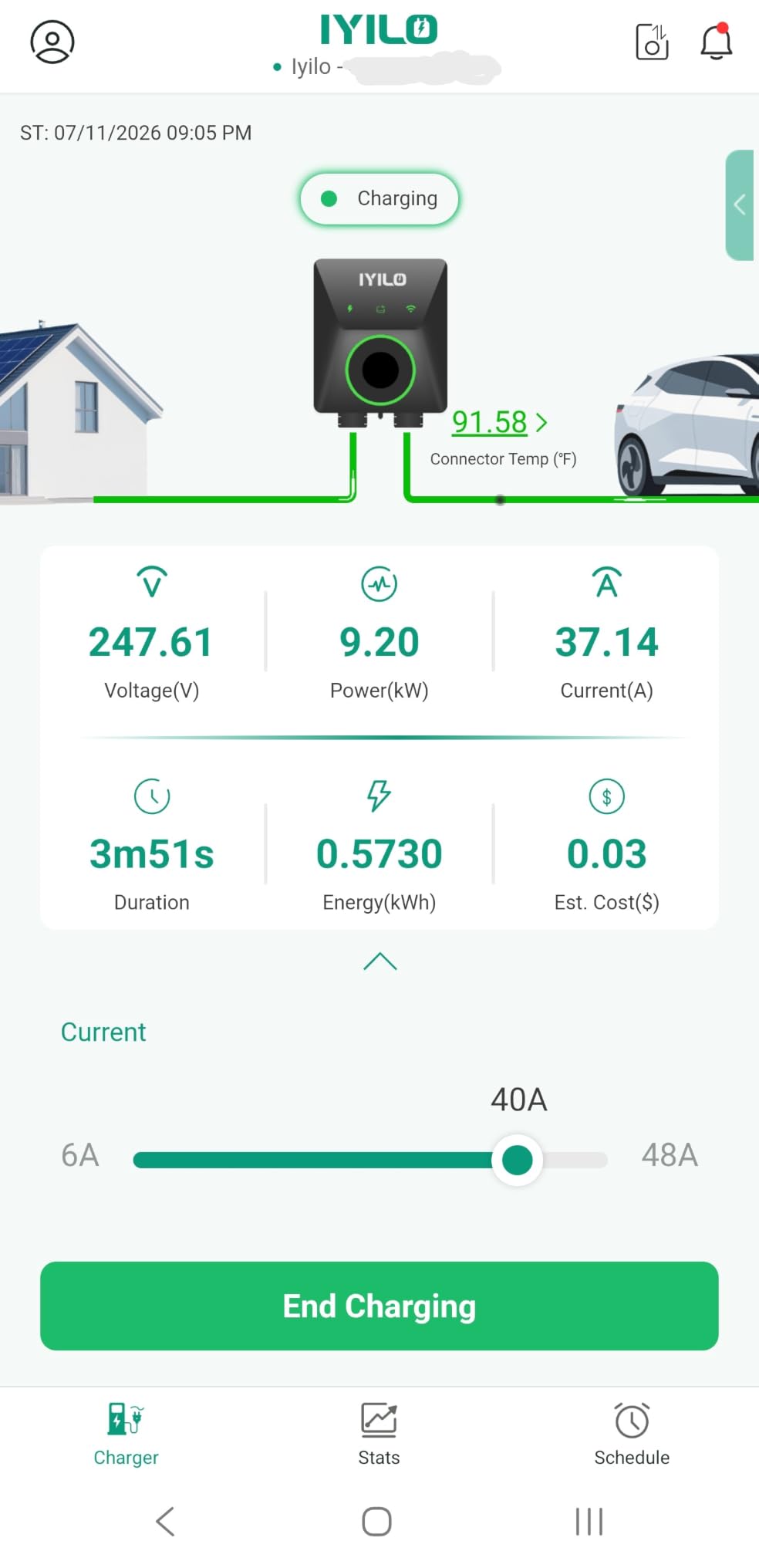 Level 2 EV Charger, 40Amp/9.6KW/240V, NEMA 14-50P, Wi-Fi(2.4 GHz) customer photo 1