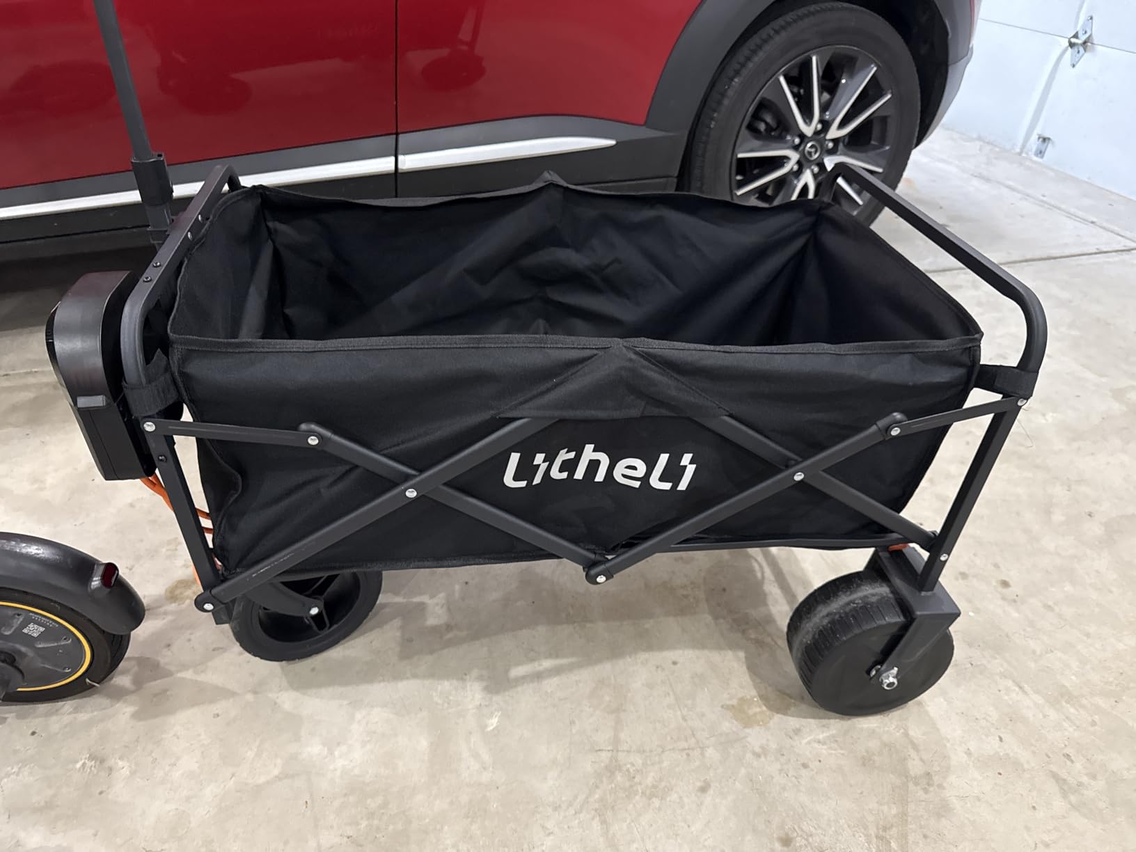 Litheli Electric Collapsible Wagon Cart Foldable, 100L Portable Folding Wagon Cart with Wheels, Outdoor Lightweight Utility Carts for Beach Grocery Camping Shopping customer photo 1