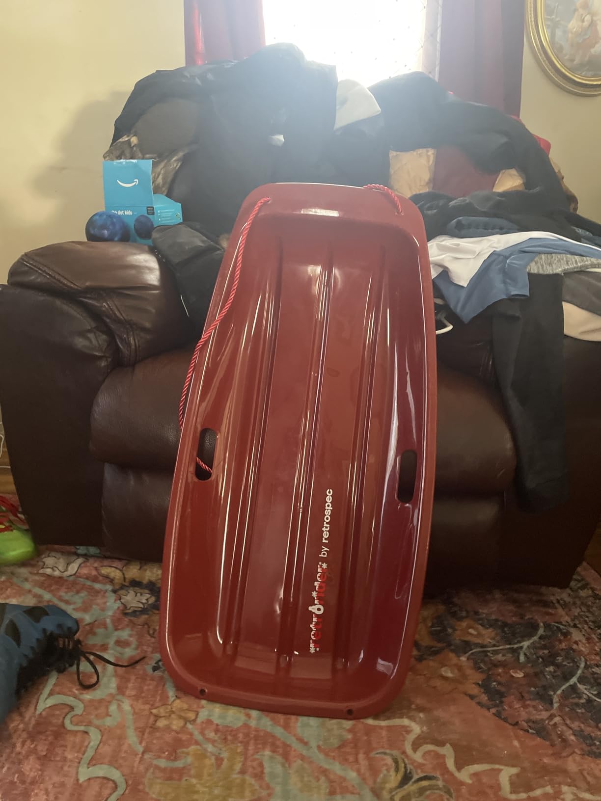 Retrospec Retrorider Plastic Snow Sled – Toboggan Style with Pull Rope, Cold-Resistant Coating, and Hard Bottom for Smooth Downhill Rides – Available for Kids and Adults customer photo 1