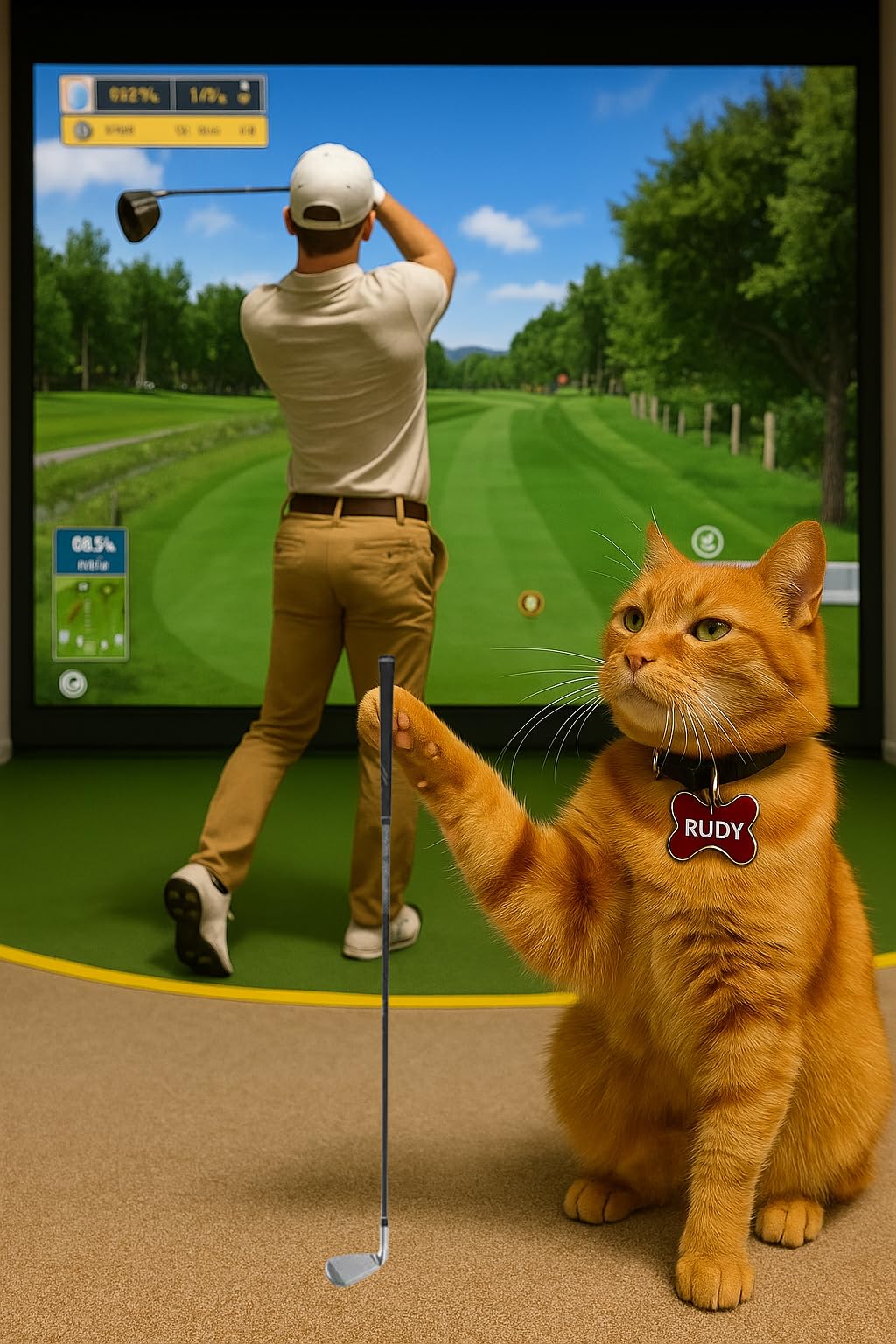 Golf Simulator Impact Screen, 3D Air Mesh Impact Screen for Golf Training Indoor/Outdoor, HD Projector Screen for Home Hitting Practice with Grommet Holes & Bungee Cords customer photo 1