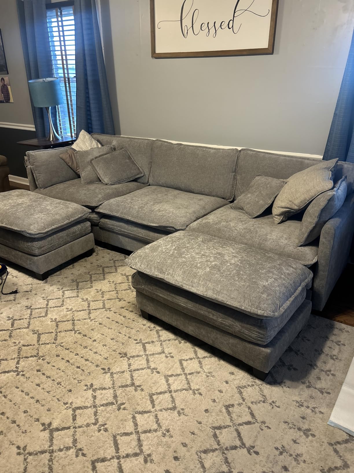 Hanherry Modular Sectional Sofa, Cloud Couch for Living Room, Modern Deep Seat Sofa Chenille Fabric Comfy Couches with Throw Pillows & Movable Ottoman for Apartment customer photo 1