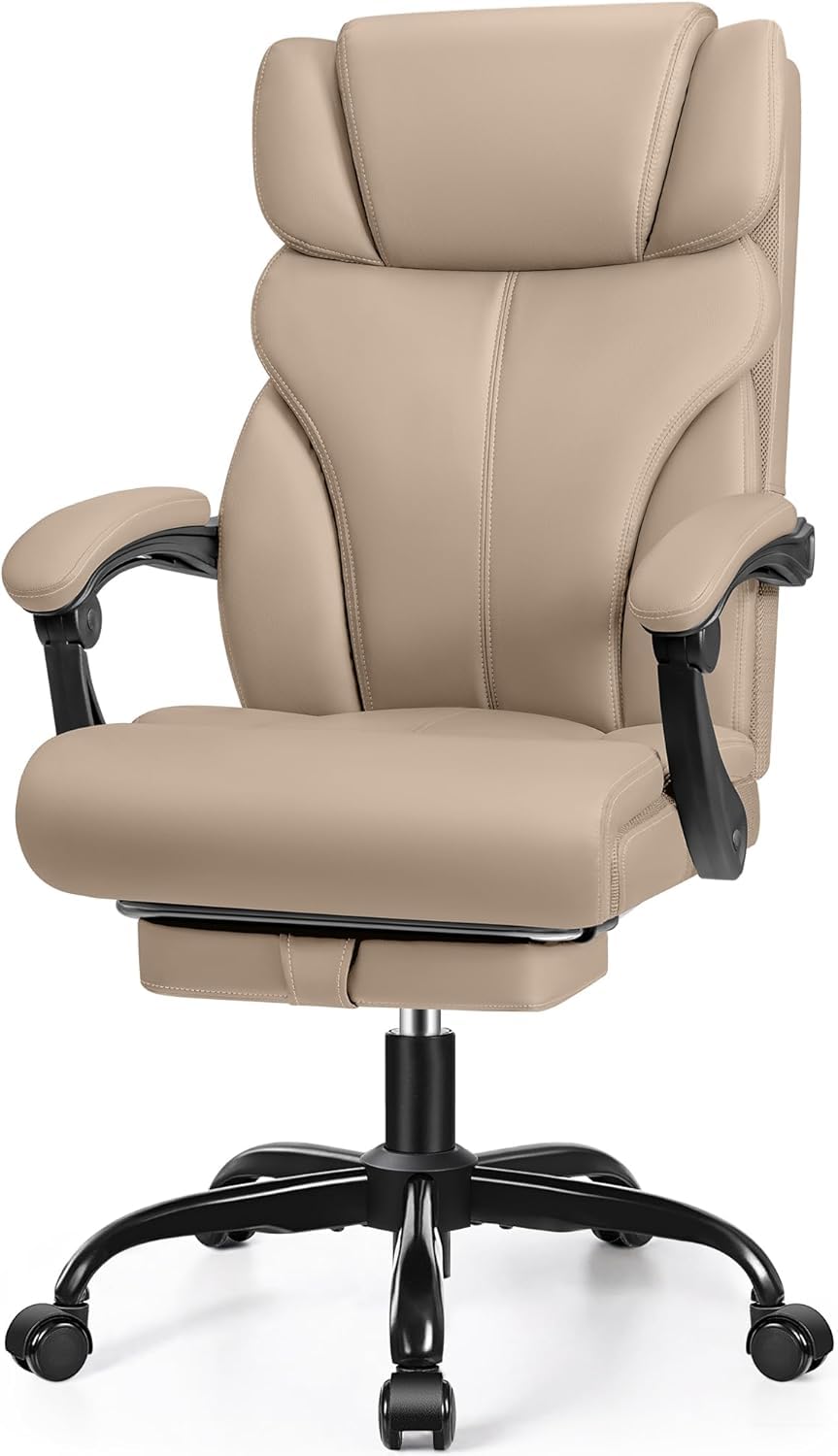 FelixKing Big and Tall Office Chair 500lbs - Ergonomic Desk Chair with Footrest, Scratch-Resistant PU Leather Computer Chair, 4D Lumbar Support Gaming Chair, Comfy Reclining Swivel Work Chair, Black customer photo 2